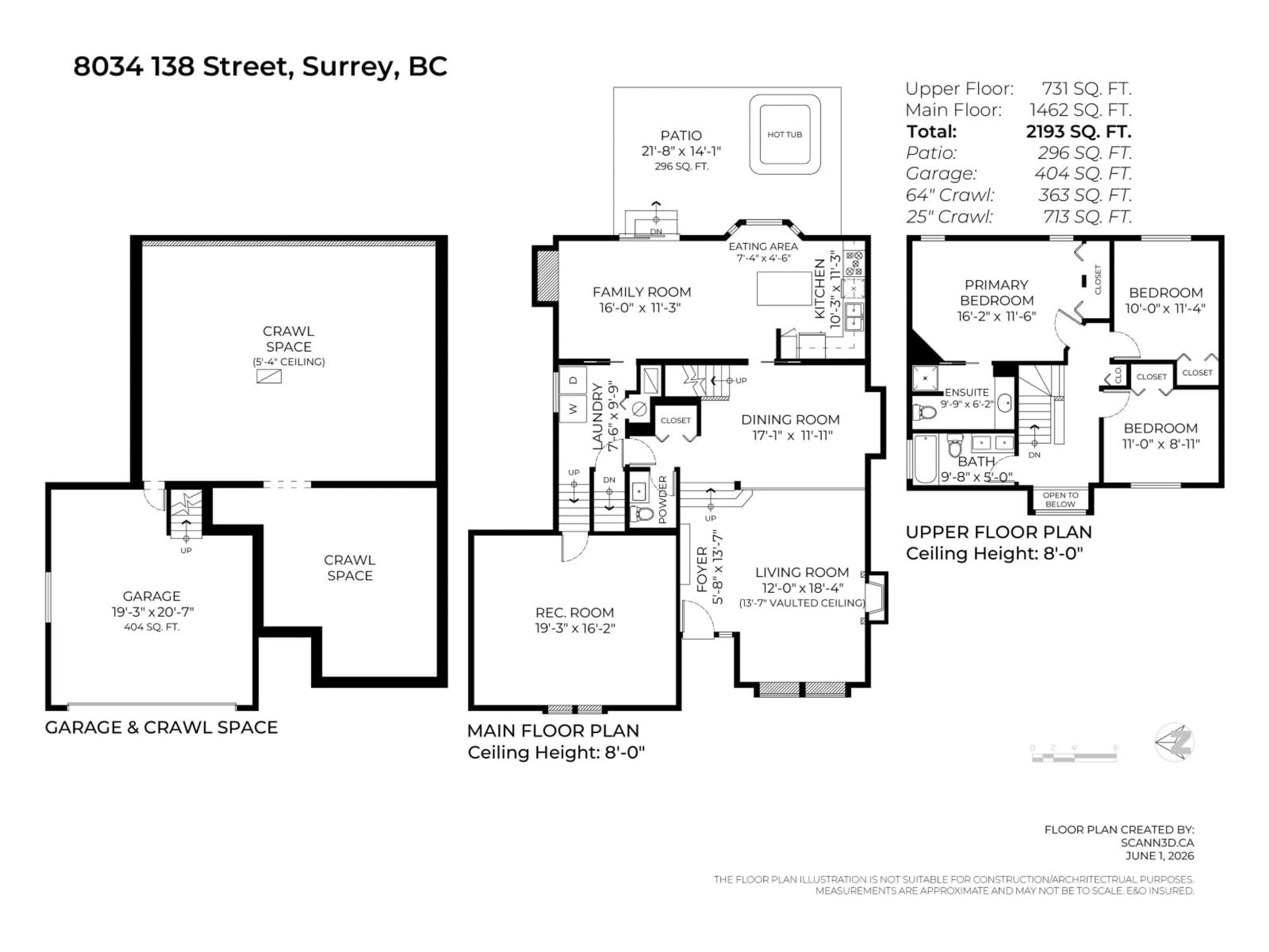 Floor plan for 8034 138 STREET, Surrey British Columbia V3W8P9