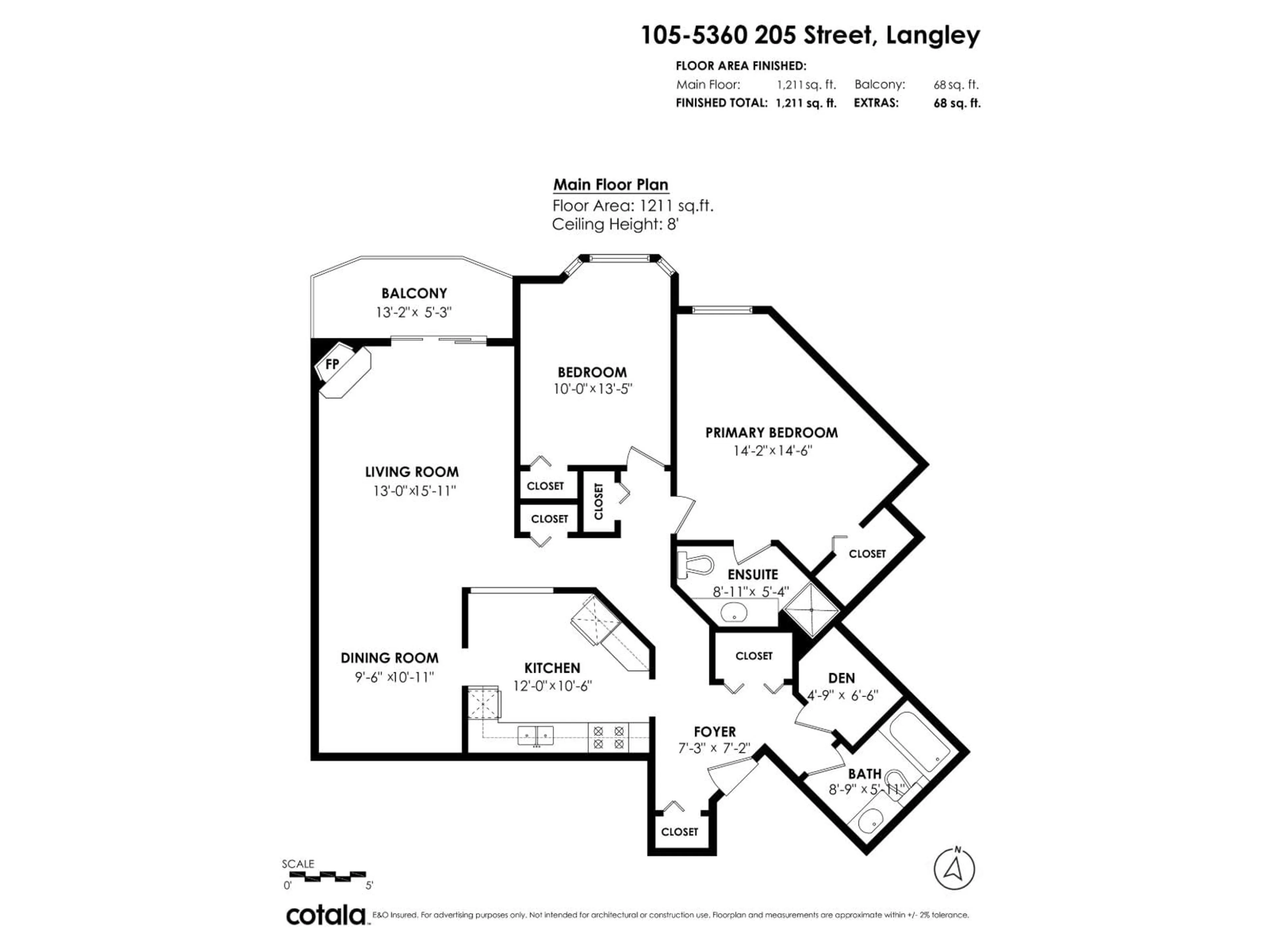 Floor plan for 105 - 5360 205 STREET, Langley British Columbia V3A7Y6