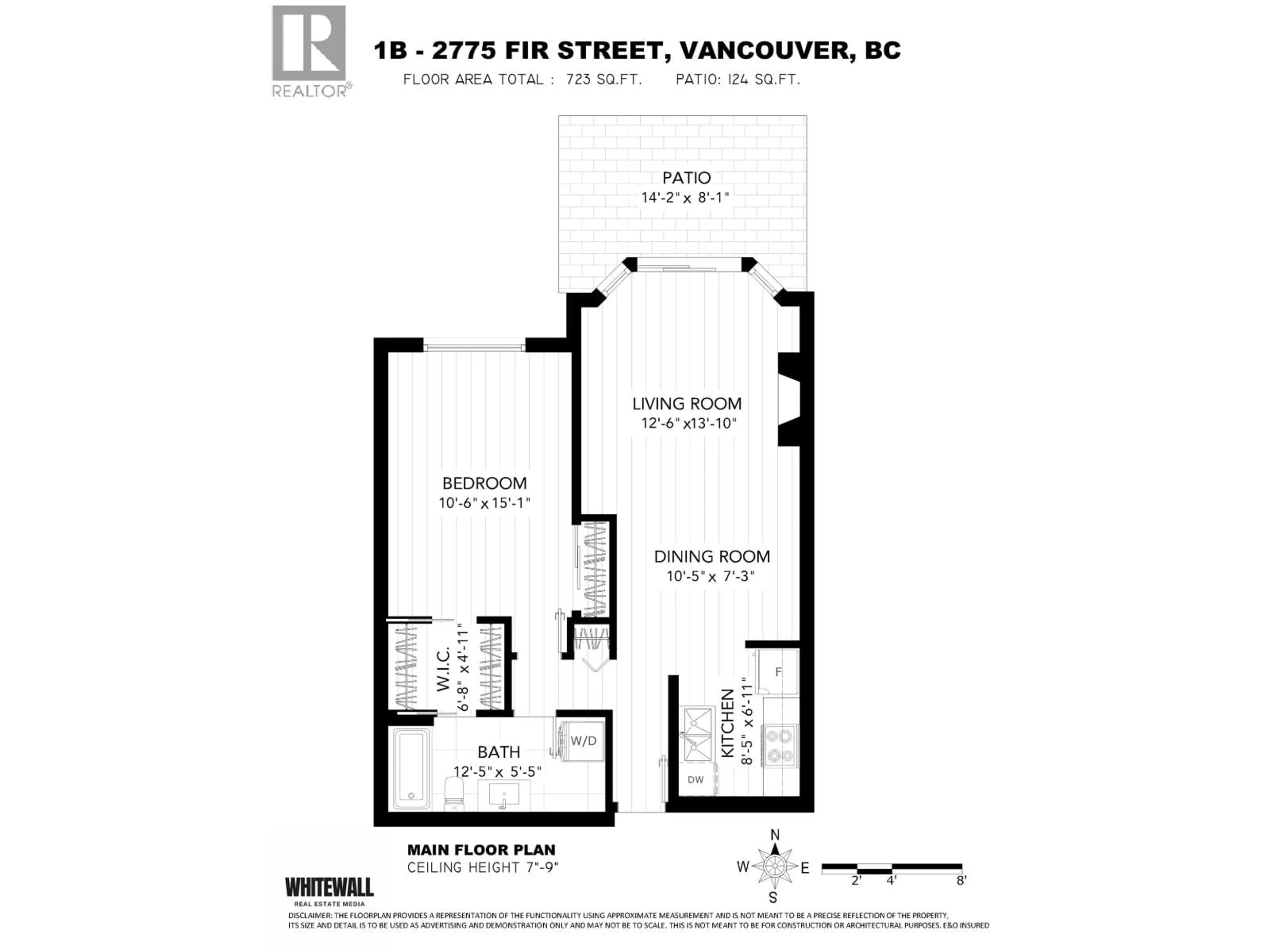Floor plan for 1B - 2775 FIR STREET, Vancouver British Columbia V6J3C2