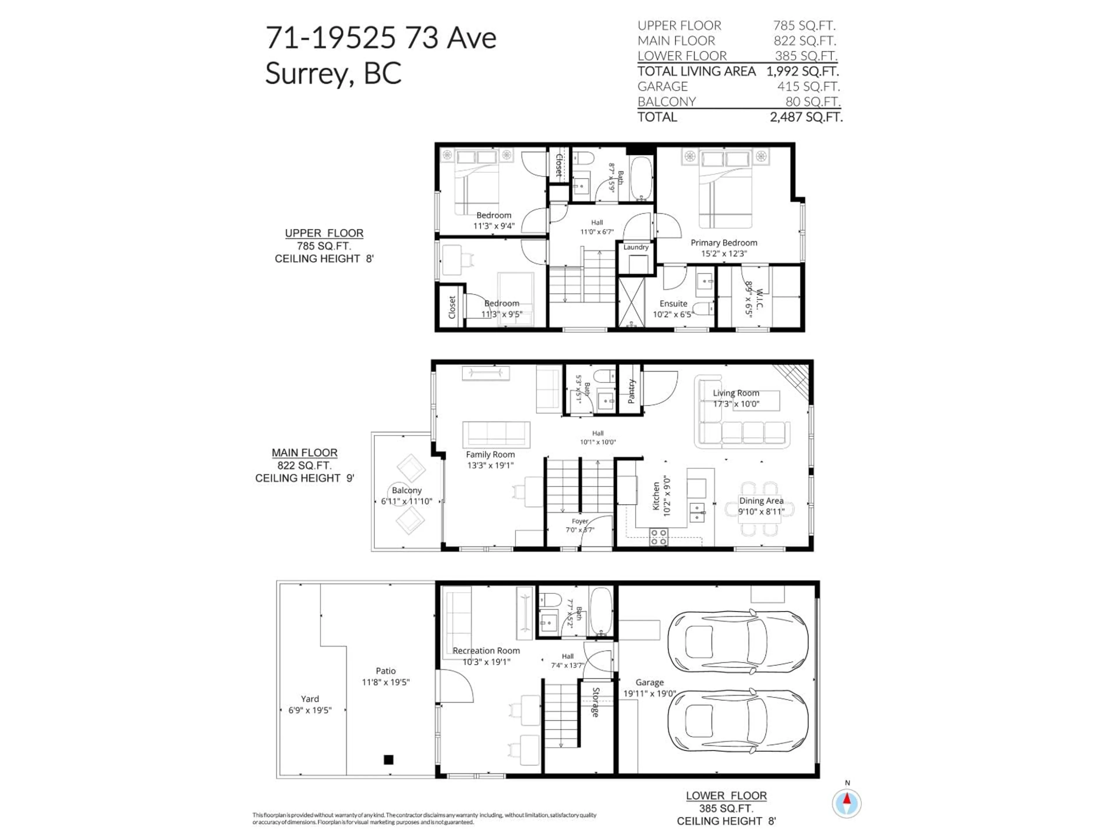 Floor plan for 71 - 19525 73 AVENUE, Surrey British Columbia V4N6L7
