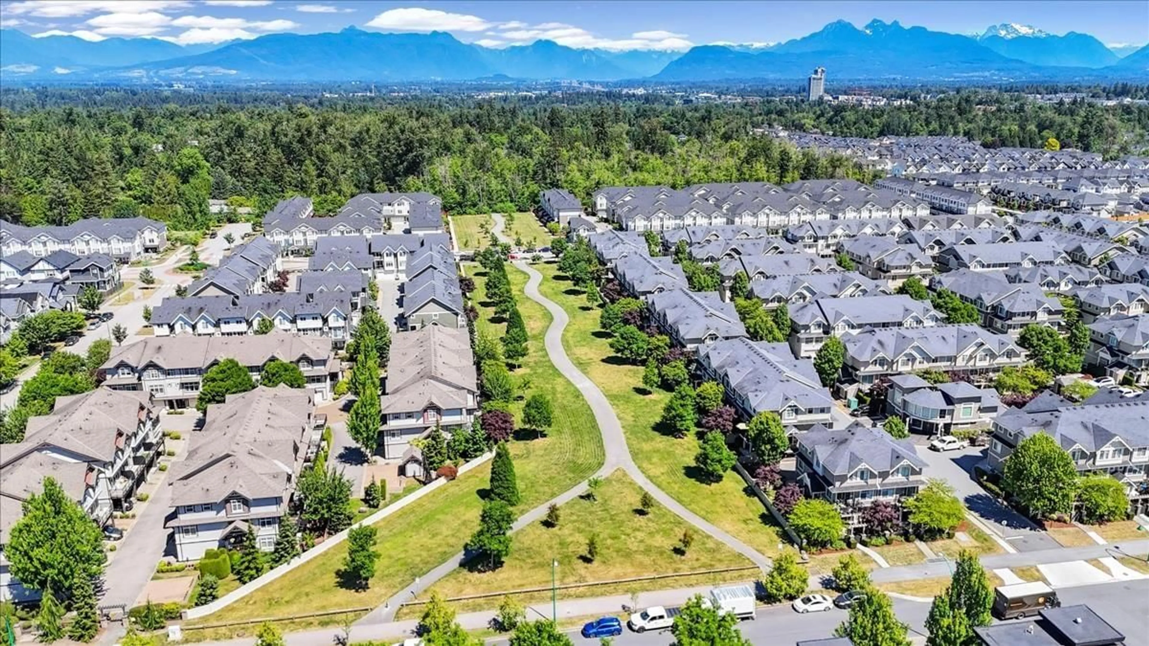 A pic from outside/outdoor area/front of a property/back of a property/a pic from drone, mountain view for 71 - 19525 73 AVENUE, Surrey British Columbia V4N6L7