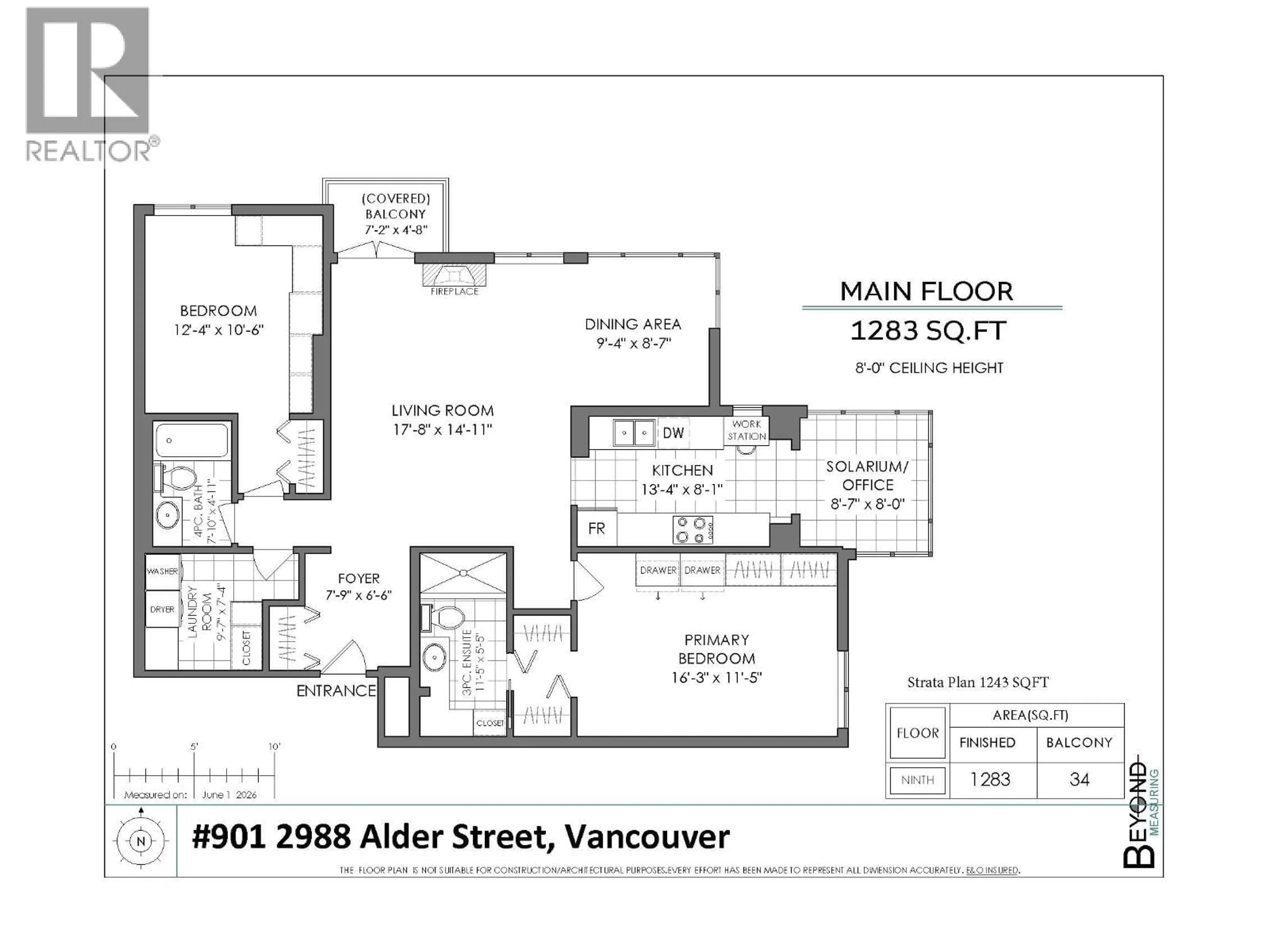 Floor plan for 901 - 2988 ALDER STREET, Vancouver British Columbia V6H4C3
