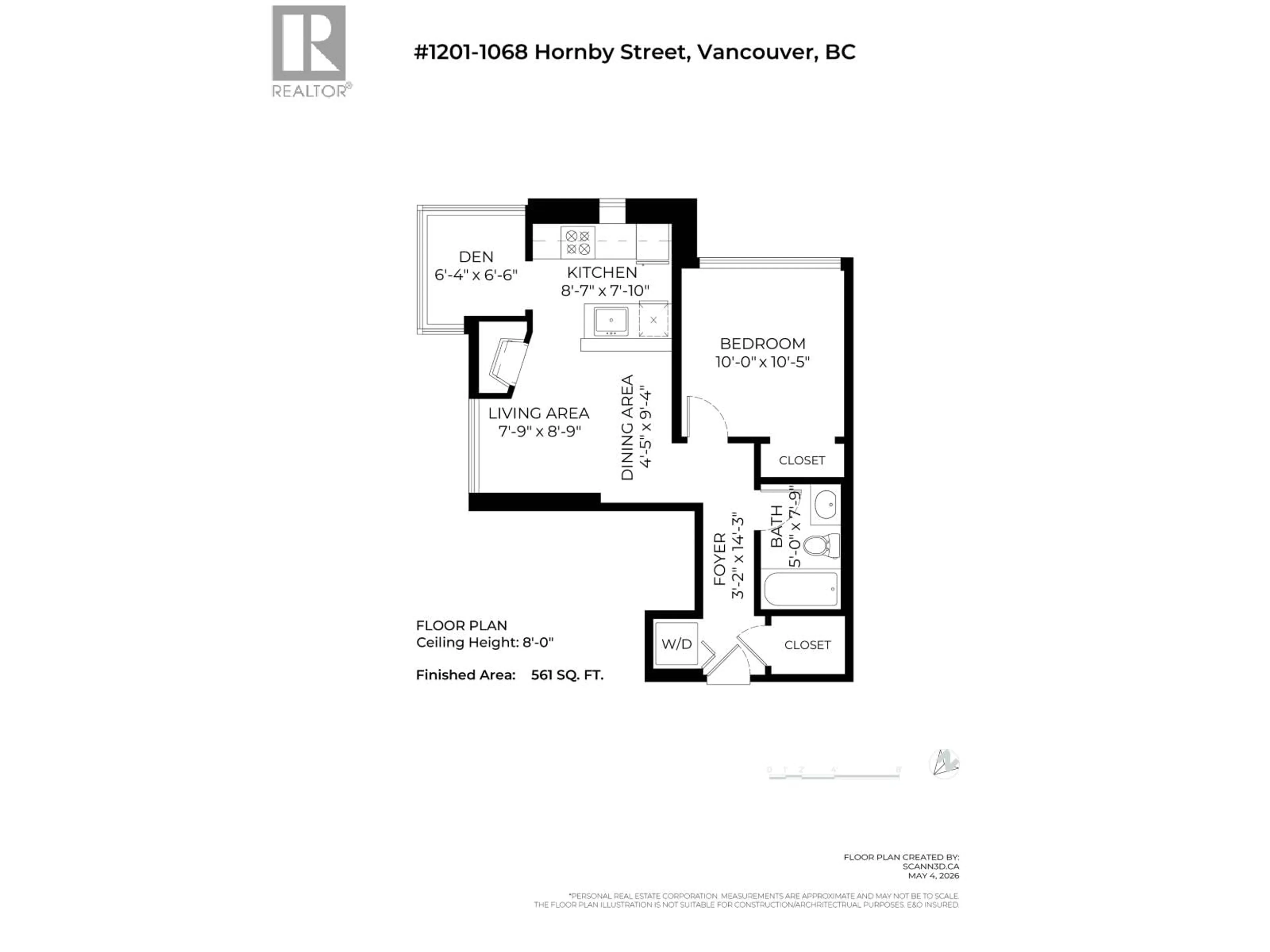 Floor plan for 1201 - 1068 HORNBY STREET, Vancouver British Columbia V6Z2Y7