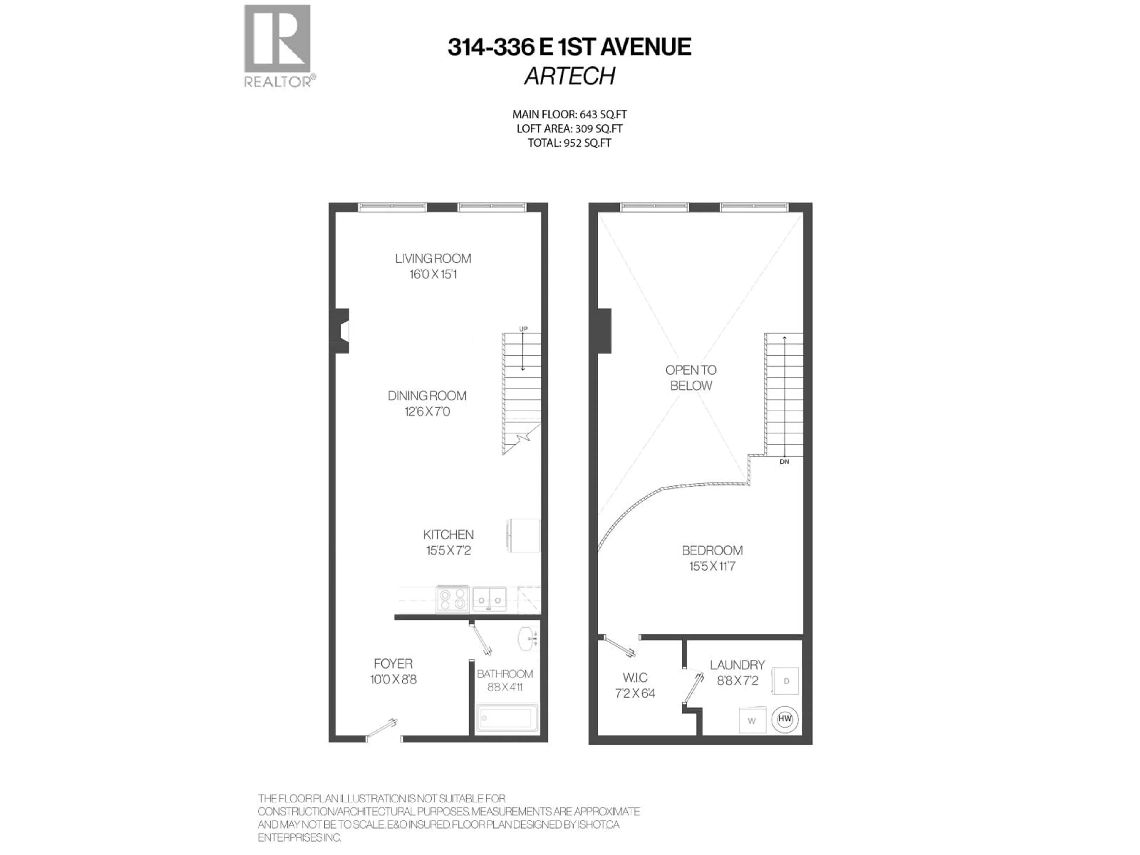 Floor plan for 314 - 336 1ST AVENUE, Vancouver British Columbia V5T4R6