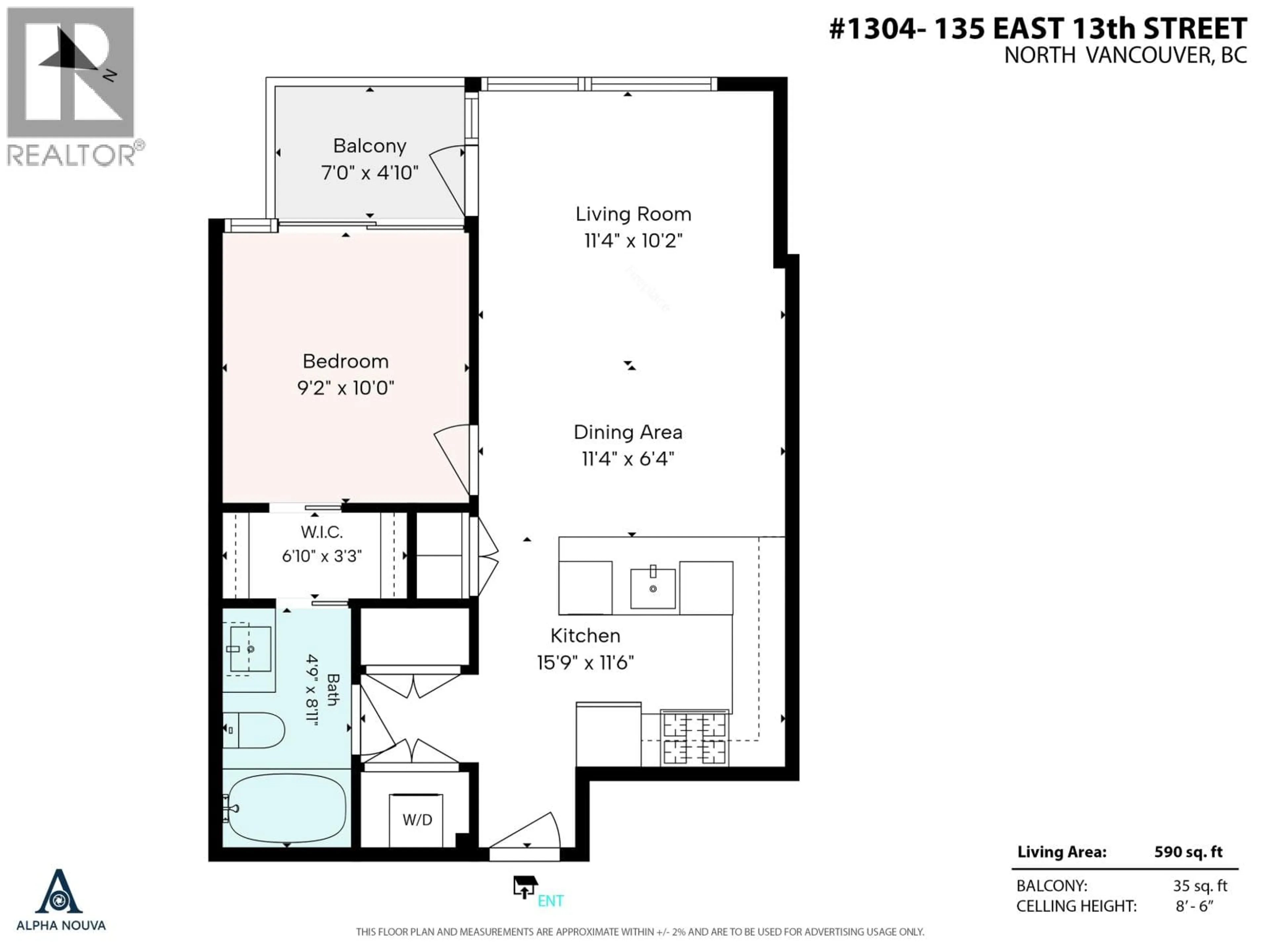 Floor plan for 1304 - 135 13TH STREET, North Vancouver British Columbia V7L0J8