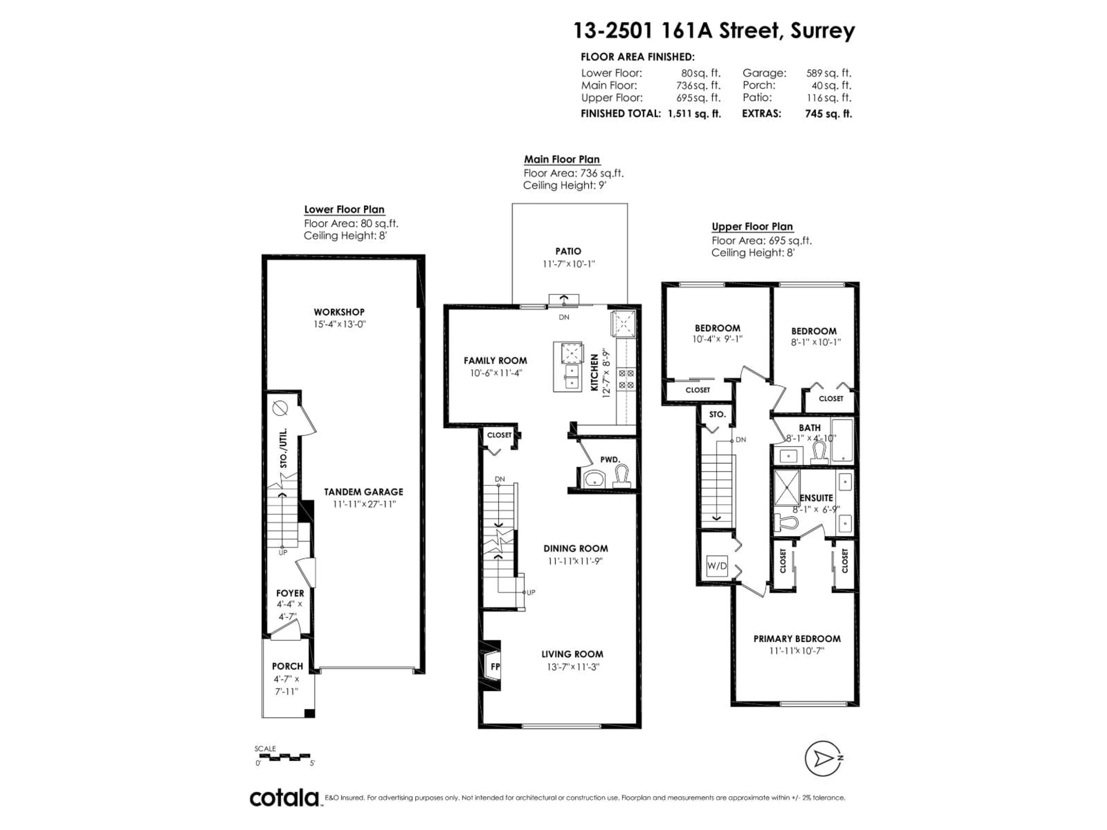 Floor plan for 13 - 2501 161A STREET, Surrey British Columbia V3S7Y6