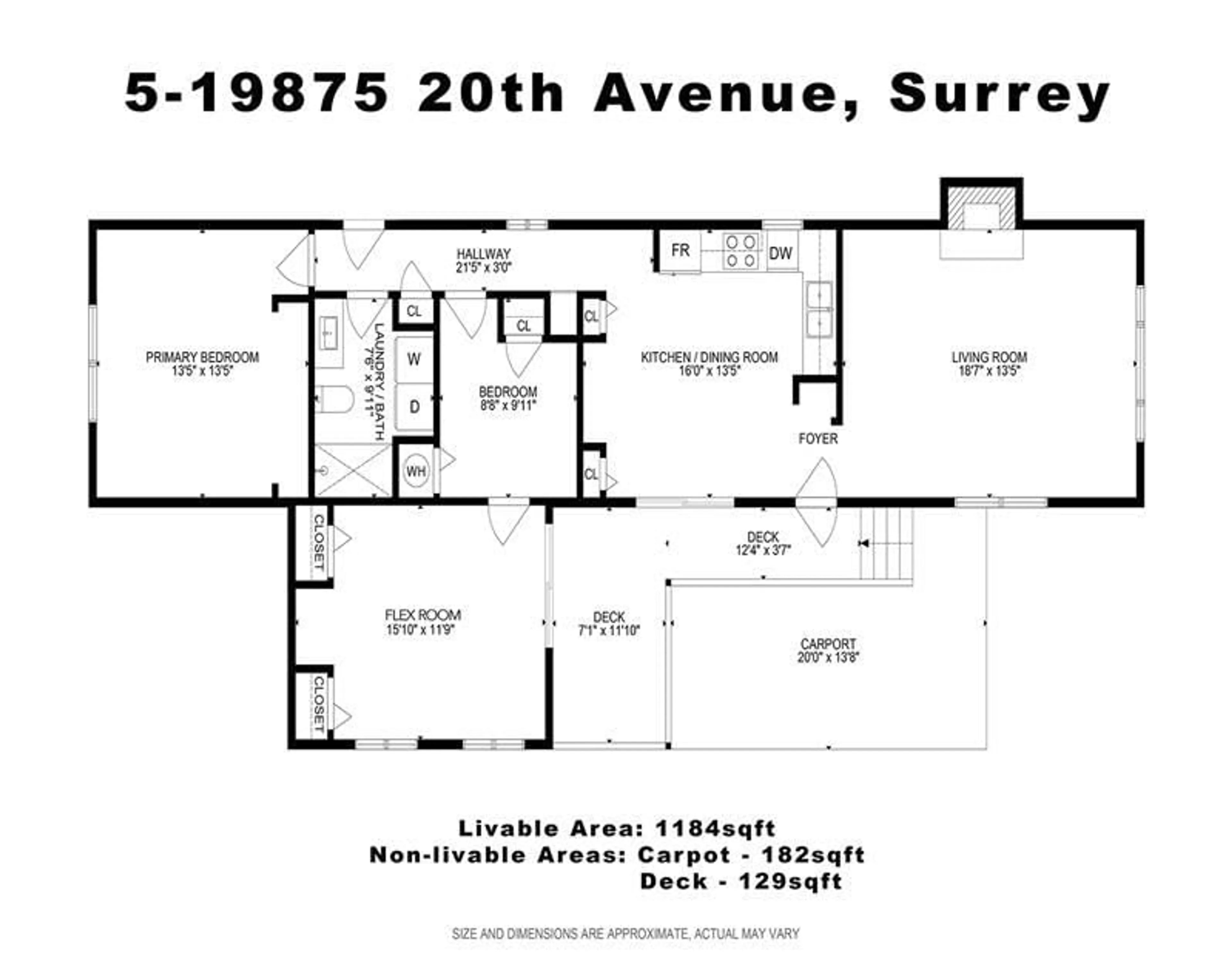 Floor plan for 5 - 15875 20 AVENUE, Surrey British Columbia V4A2B1
