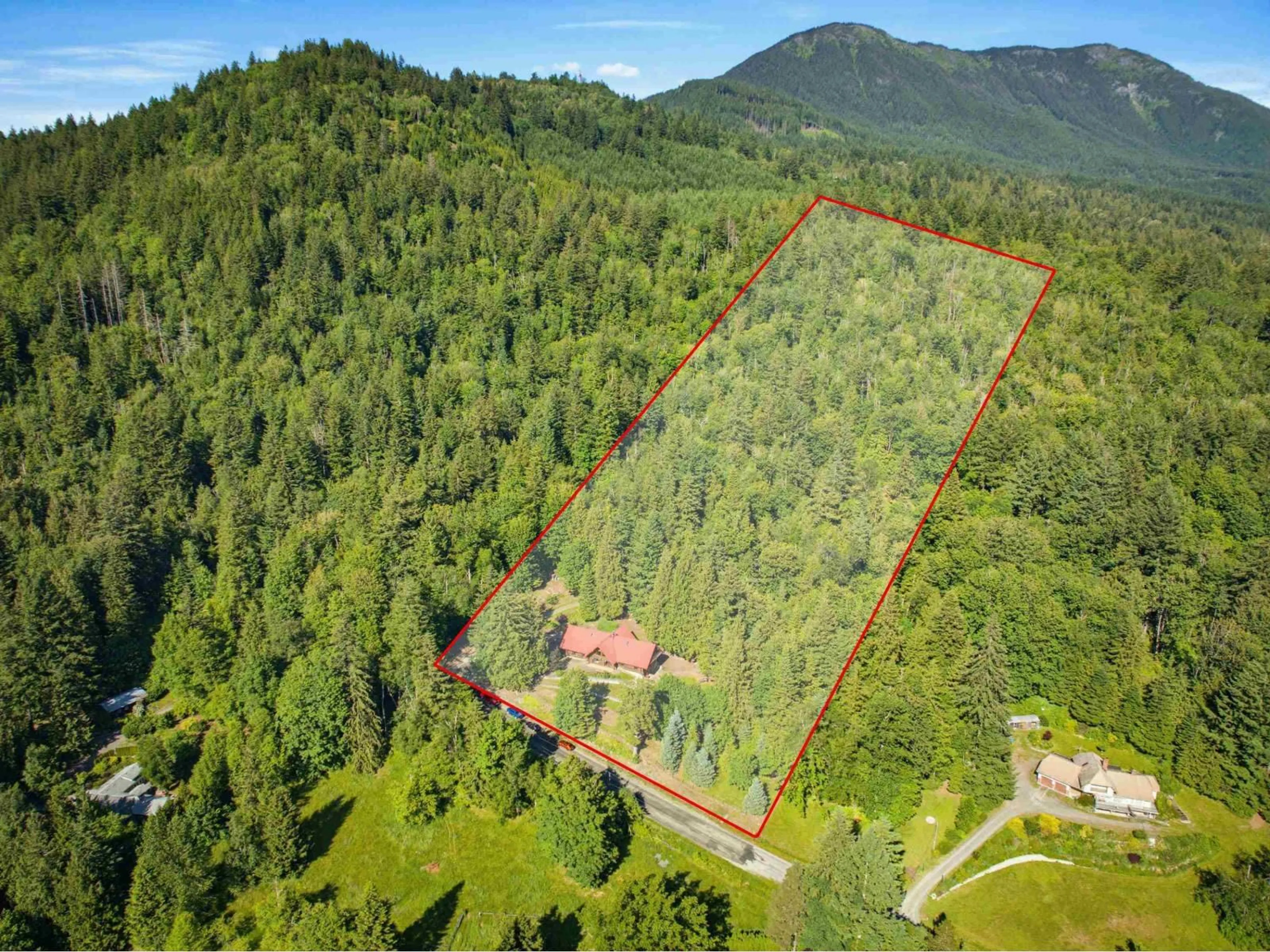A pic from outside/outdoor area/front of a property/back of a property/a pic from drone, forest/trees view for 5520 GRAHAM DRIVE, Ryder Lake British Columbia V4Z1G6