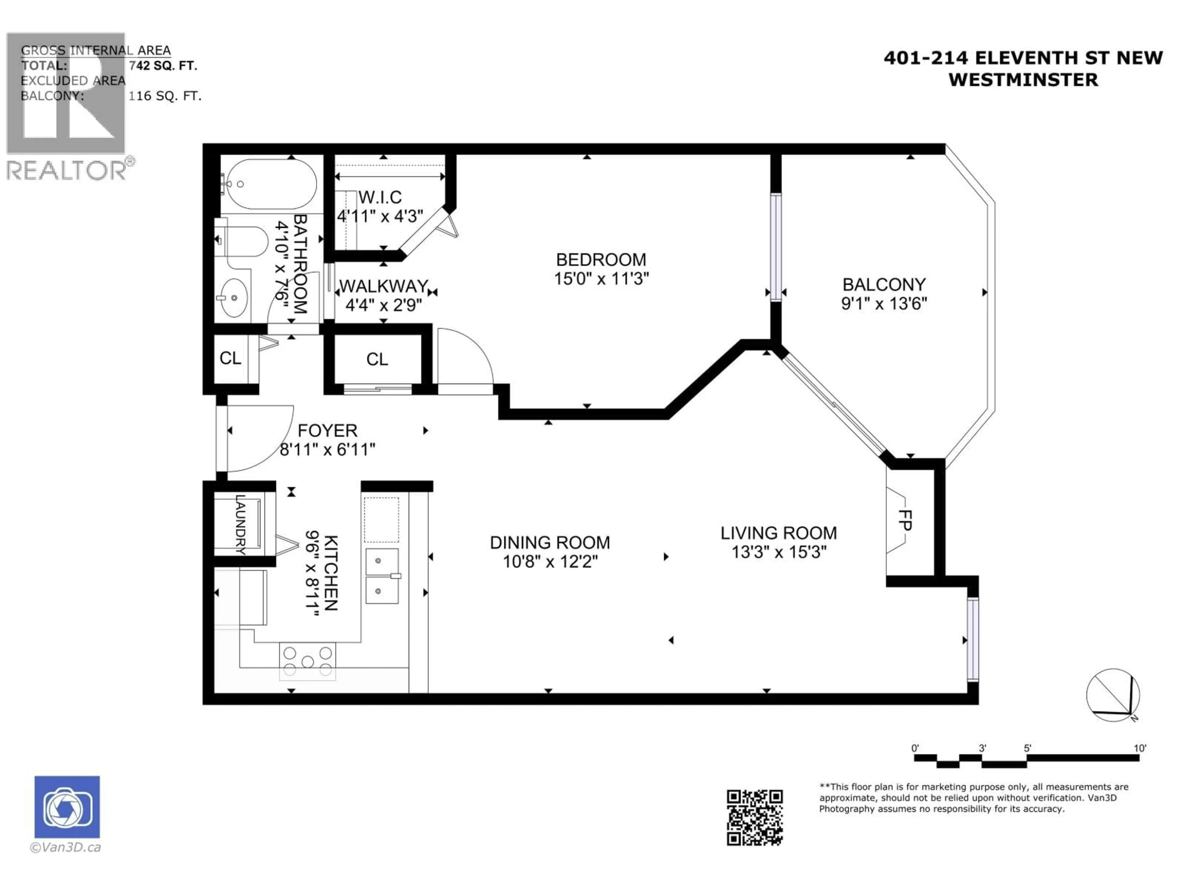 Floor plan for 401 - 214 ELEVENTH STREET, New Westminster British Columbia V3M4C9
