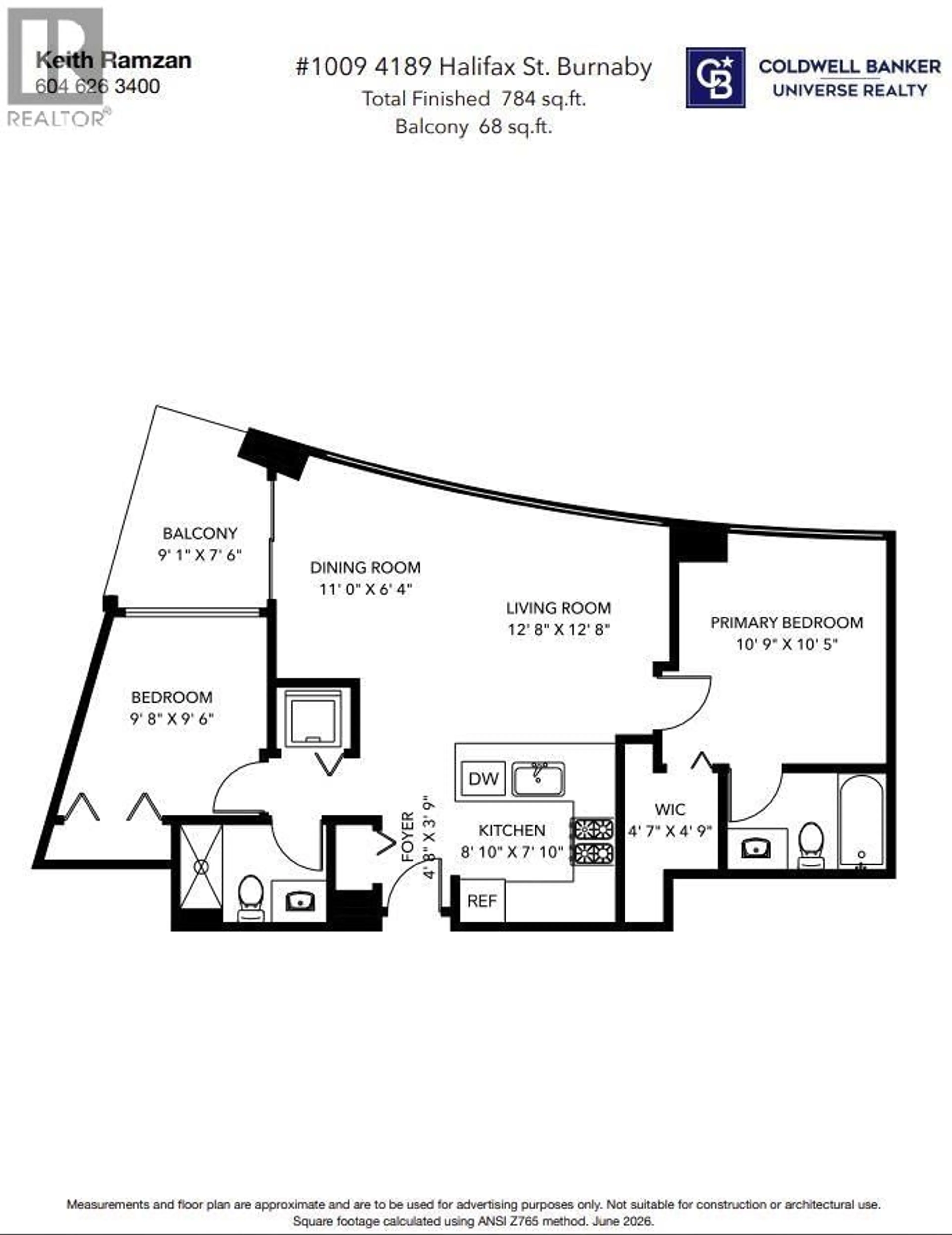 Floor plan for 1009 - 4189 HALIFAX STREET, Burnaby British Columbia V5C0H9