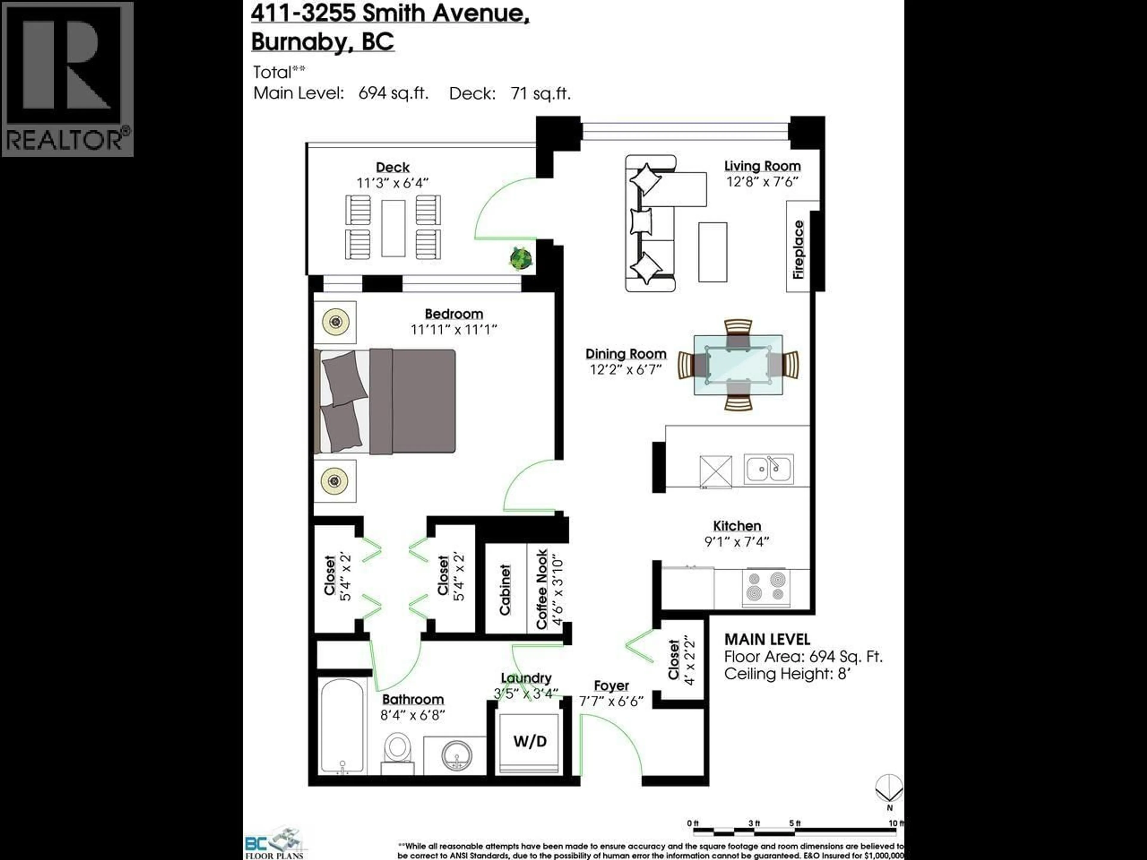 Floor plan for 411 - 3255 SMITH AVENUE, Burnaby British Columbia V5G0B5