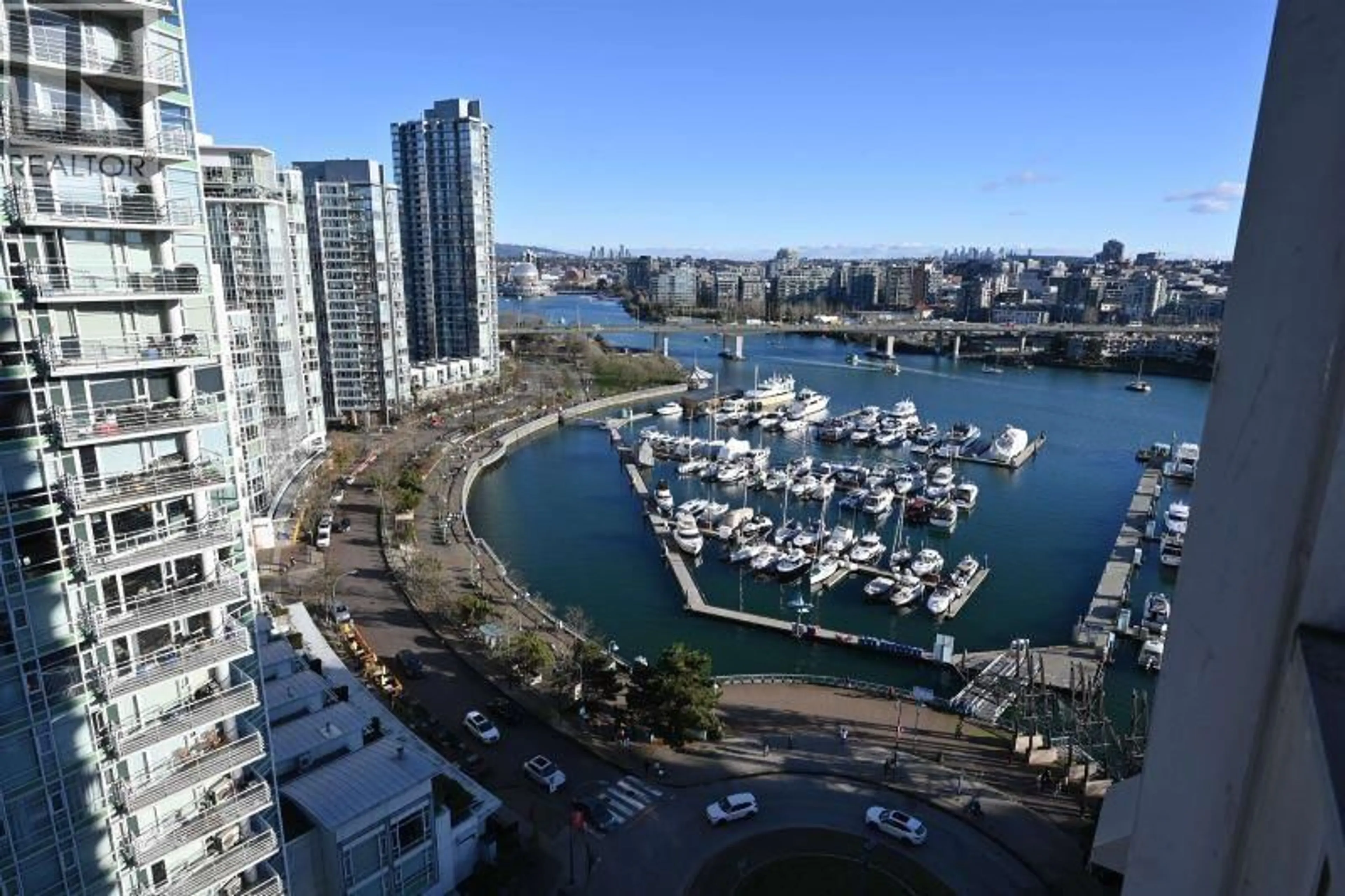 A pic from outside/outdoor area/front of a property/back of a property/a pic from drone, water/lake/river/ocean view for 2206 - 1201 MARINASIDE CRESCENT, Vancouver British Columbia V6Z2V2