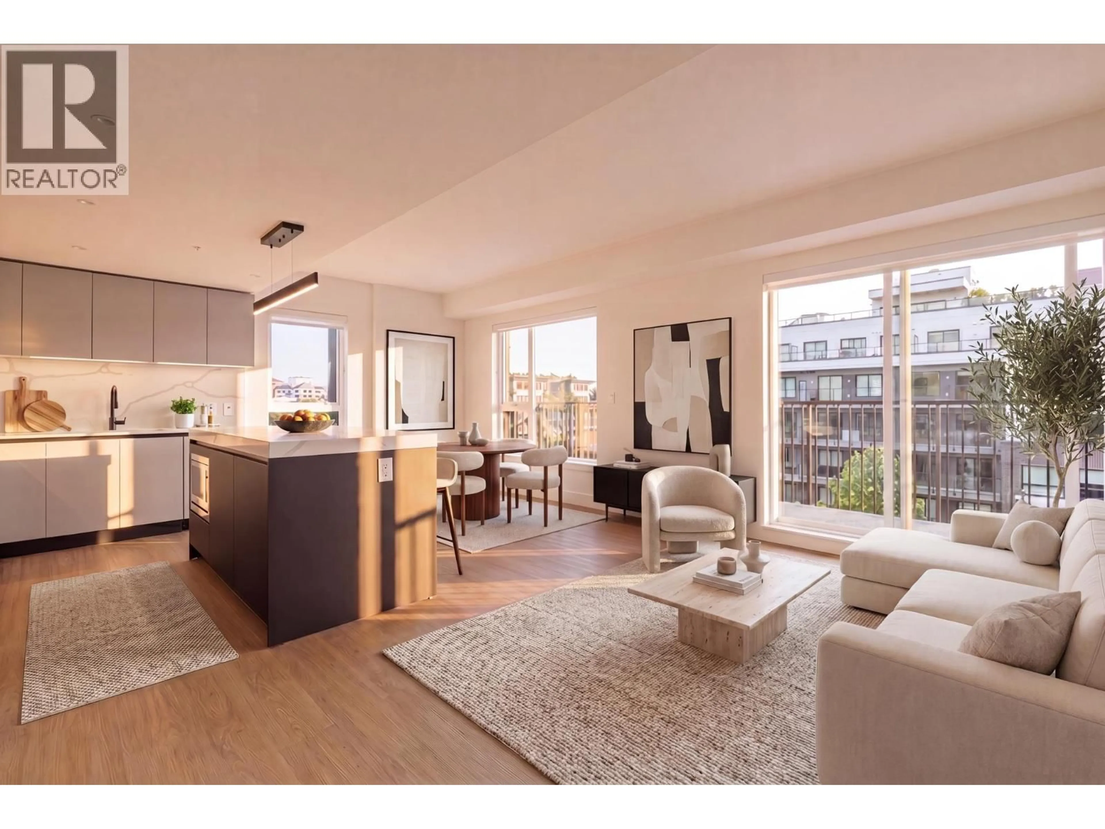 Open concept kitchen, wood/laminate floor for 503 - 2235 BROADWAY, Vancouver British Columbia V5N0J5