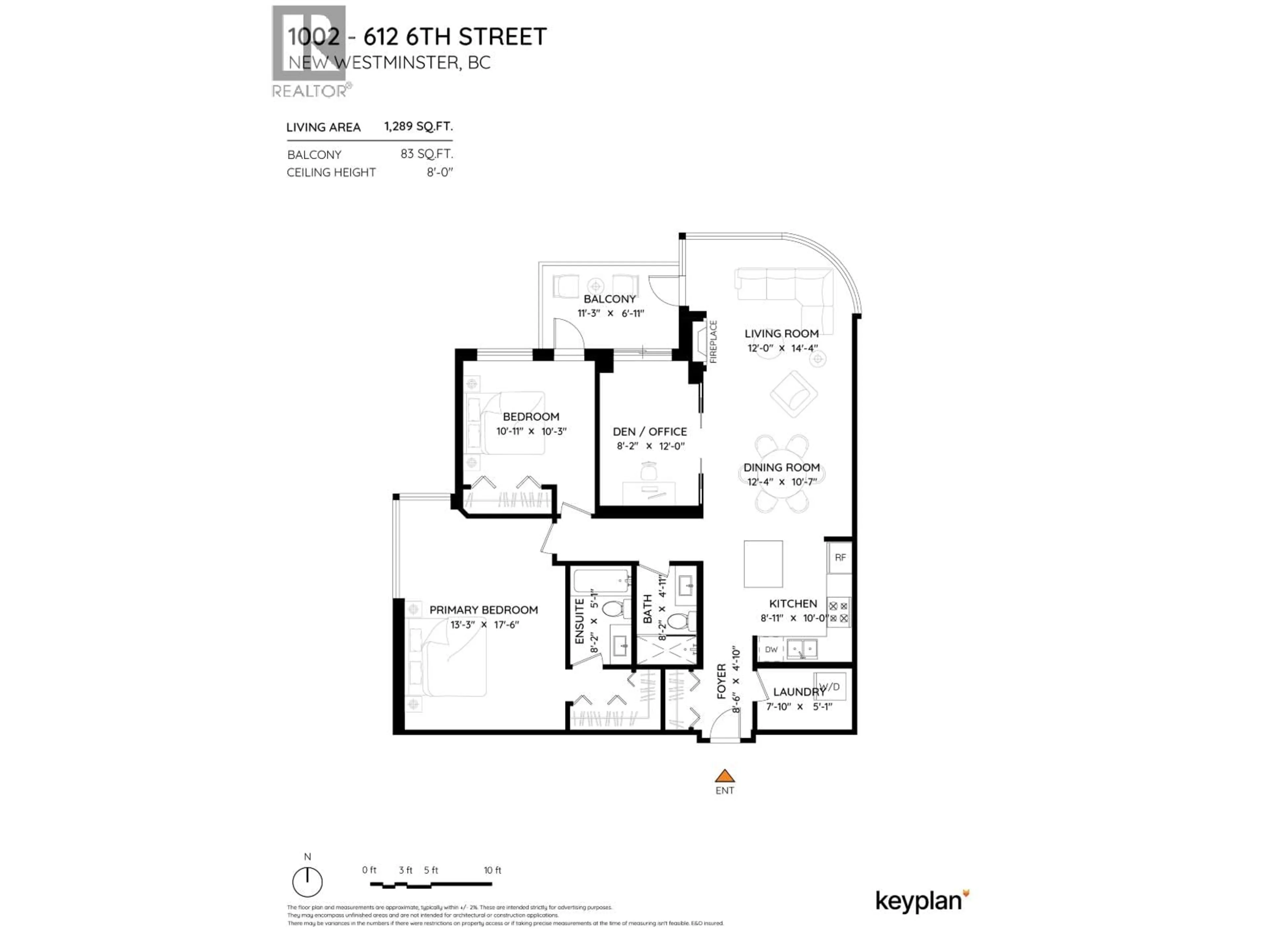 Floor plan for 1002 - 612 SIXTH STREET, New Westminster British Columbia V3L5V2