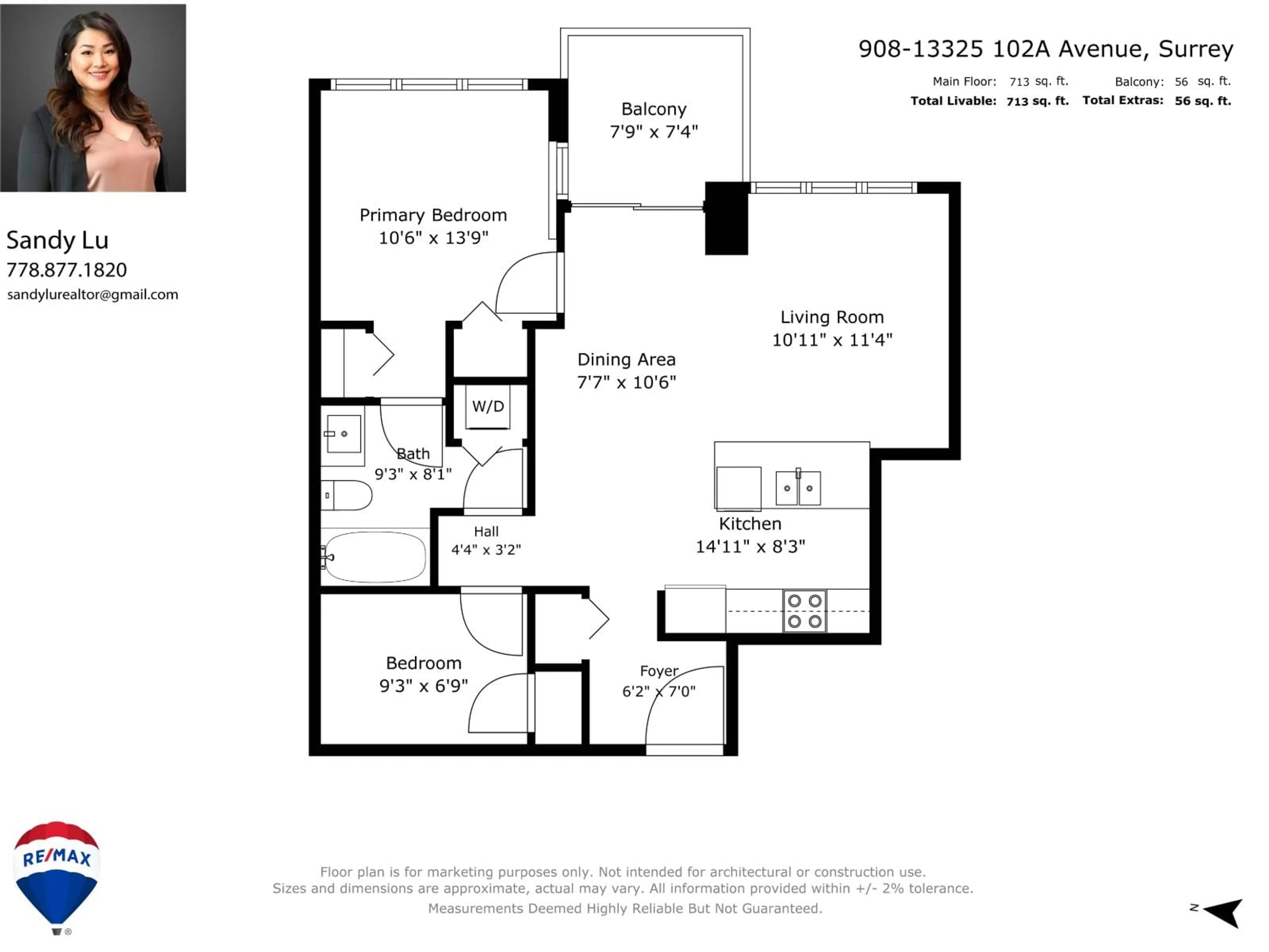 Floor plan for 908 - 13325 102A AVENUE, Surrey British Columbia V3T0J5
