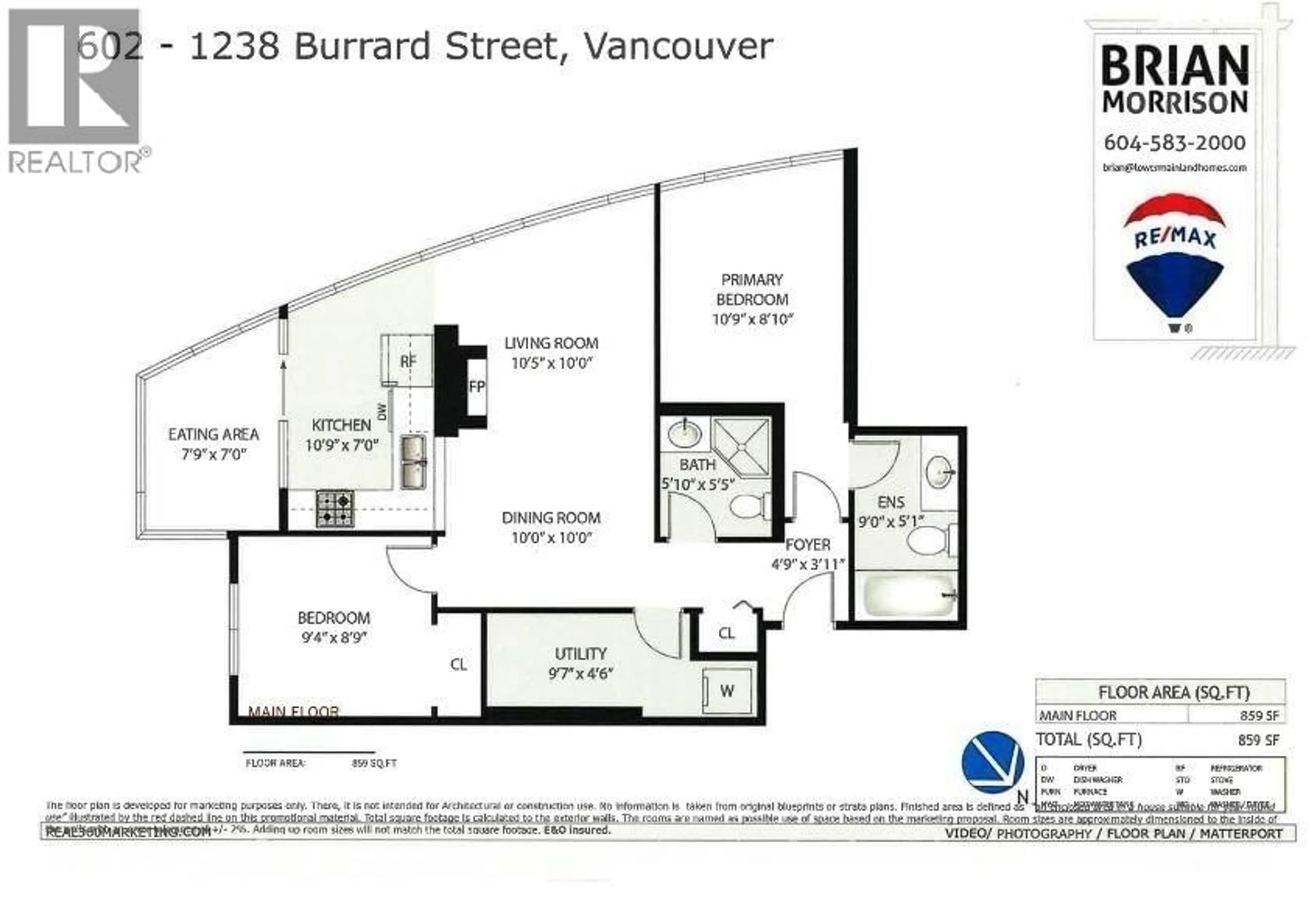 Floor plan for 602 - 1238 BURRARD STREET, Vancouver British Columbia V6Z3E1