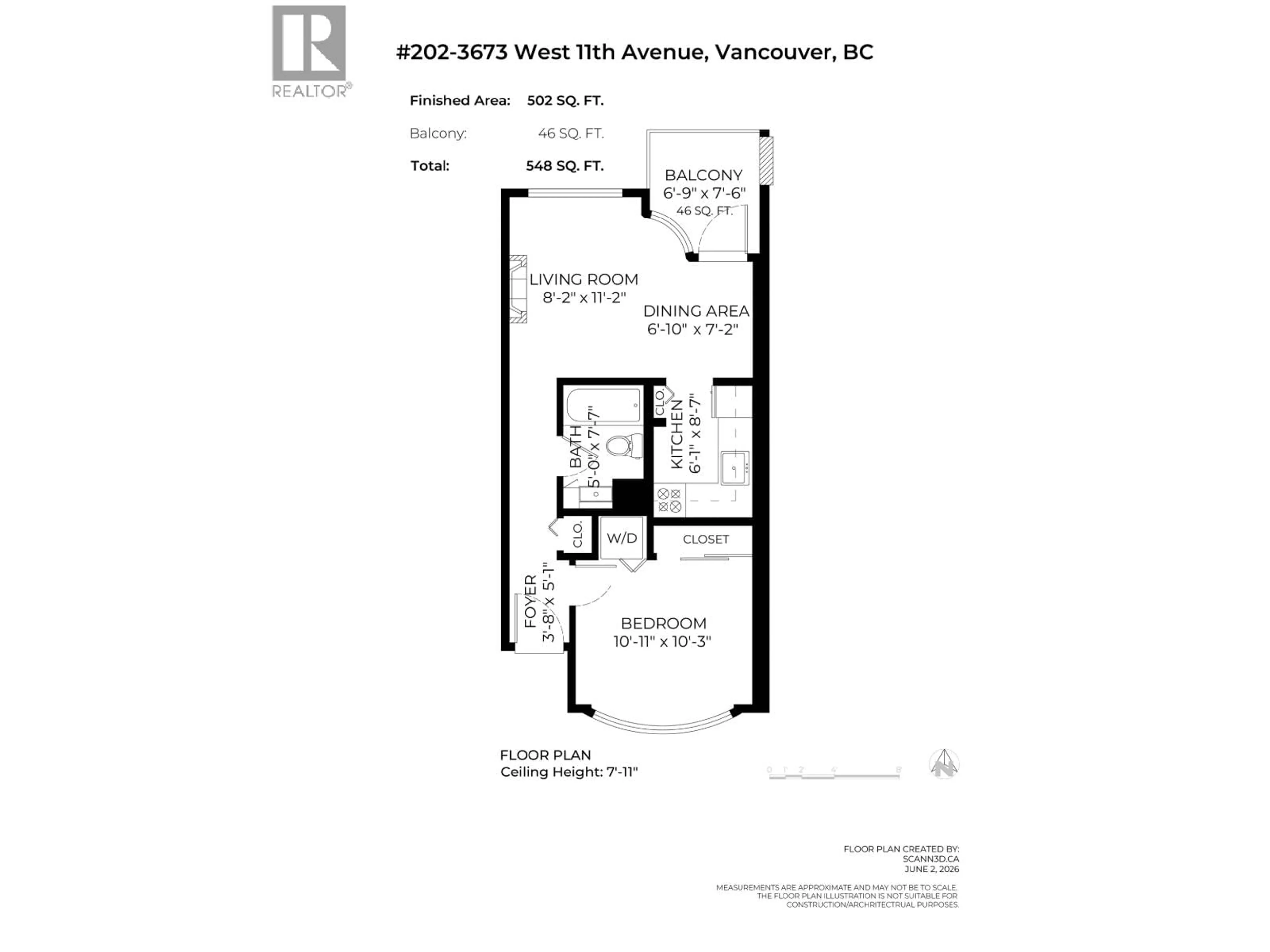 Floor plan for 202 - 3673 11TH AVENUE, Vancouver British Columbia V6R2K4