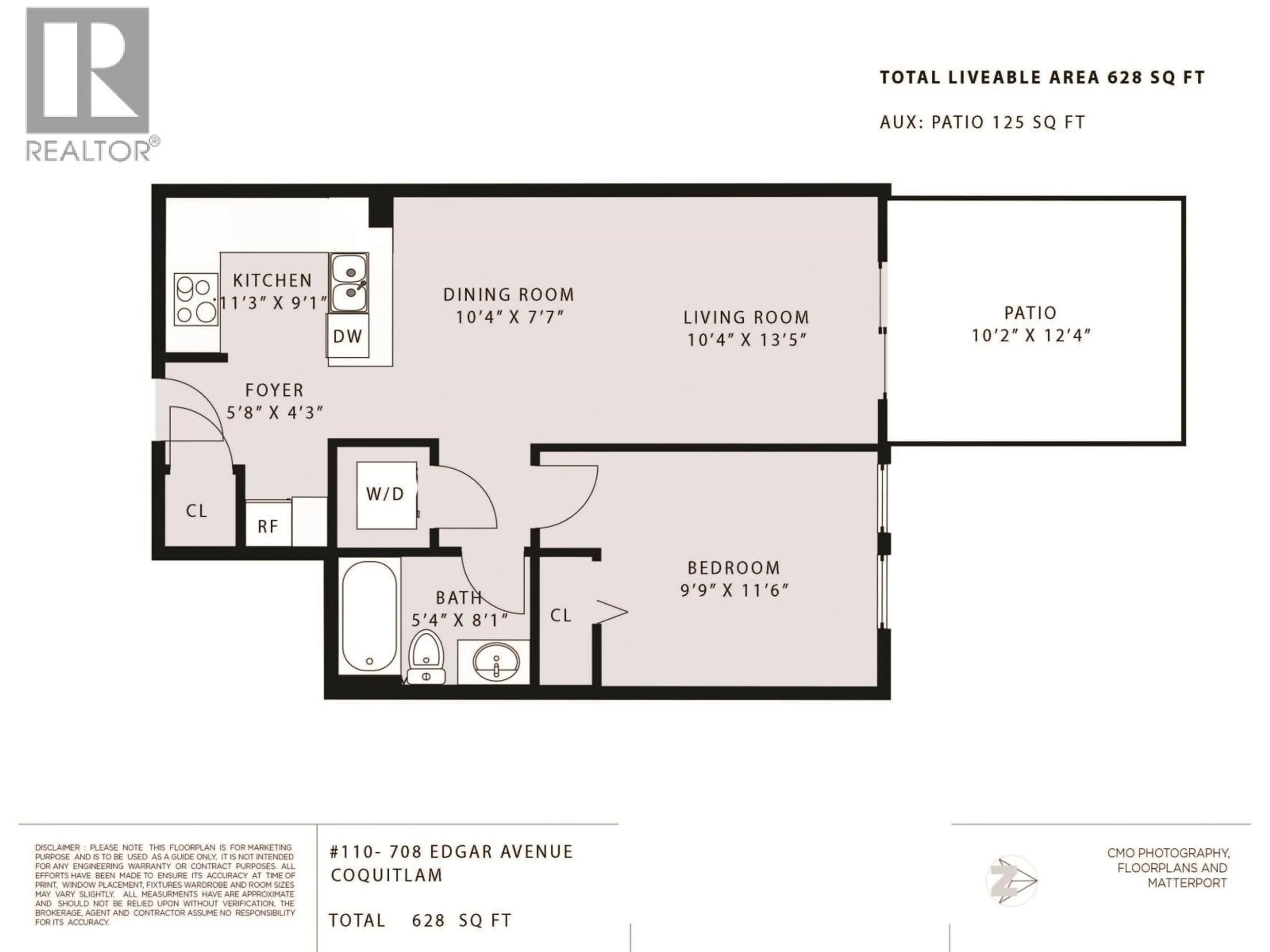 Floor plan for 110 - 708 EDGAR AVENUE, Coquitlam British Columbia V3K0H3