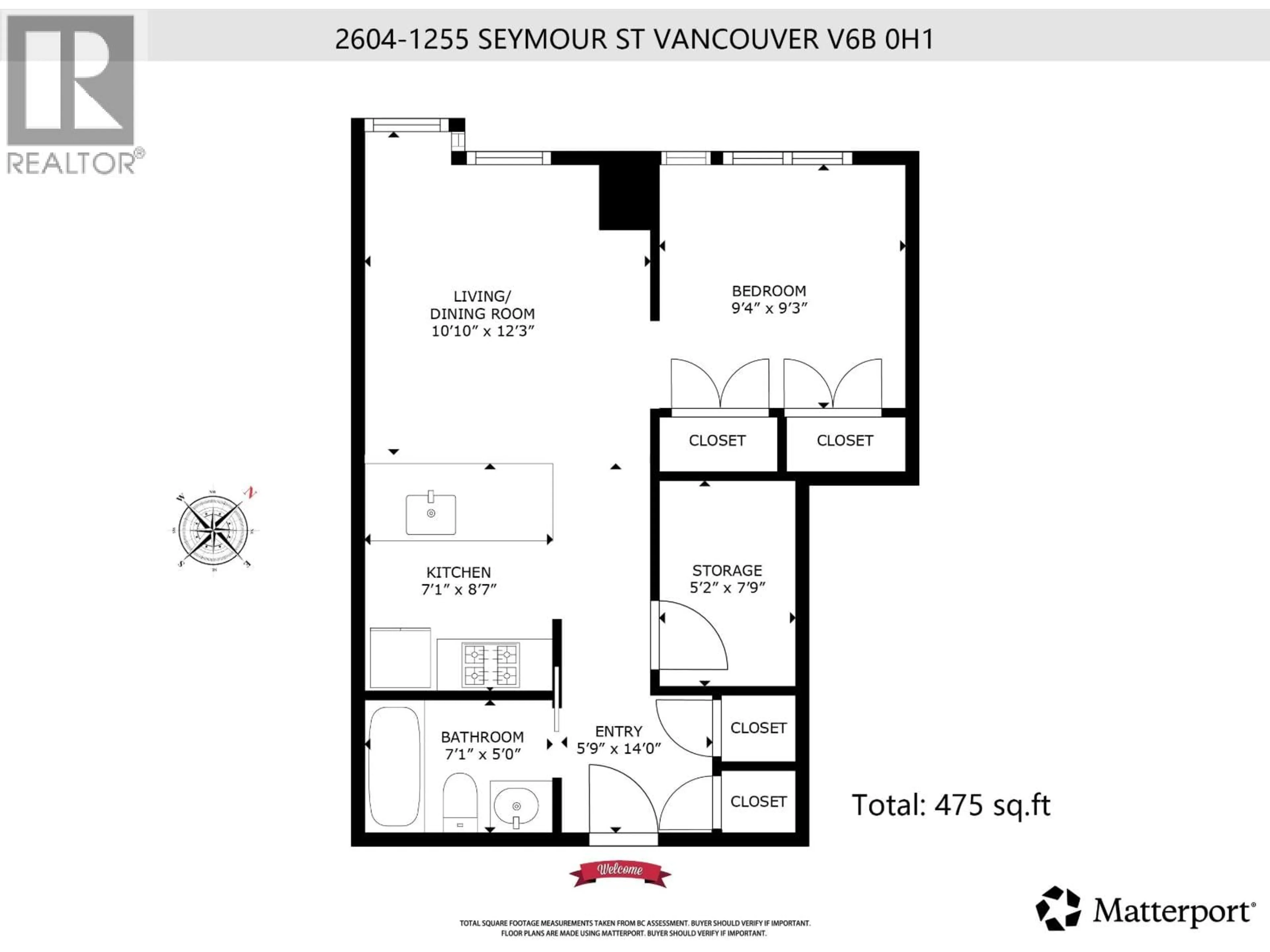 Floor plan for 2604 - 1255 SEYMOUR STREET, Vancouver British Columbia V6B0H1