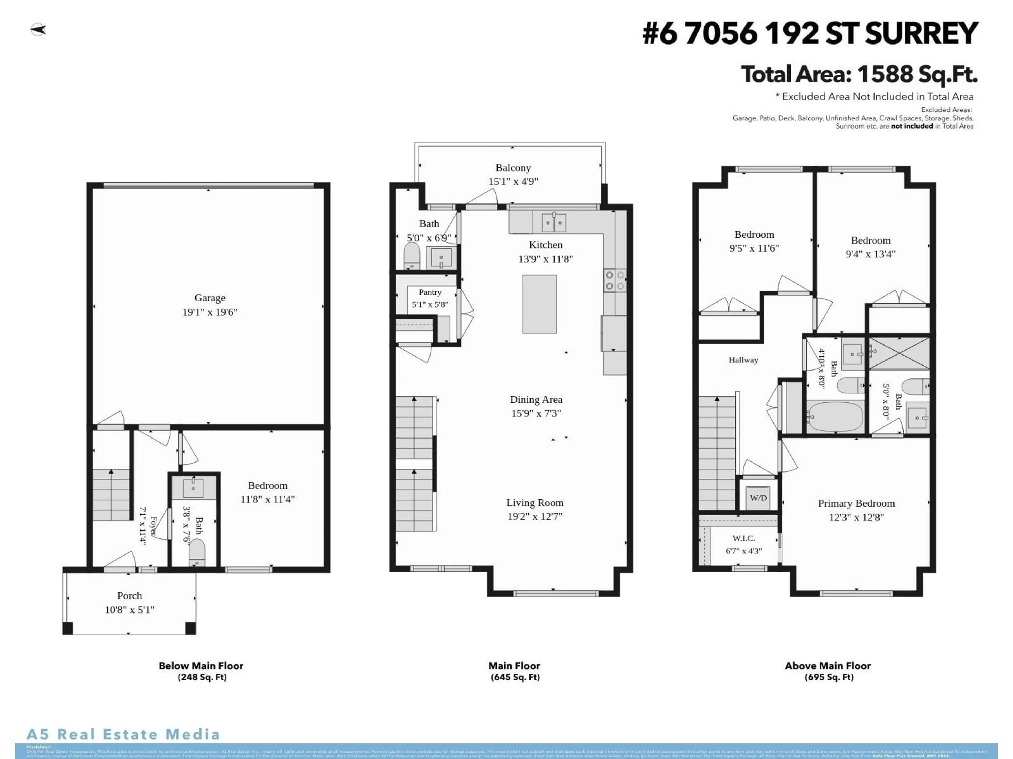 Floor plan for 6 - 7056 192 STREET, Surrey British Columbia V4N6S6