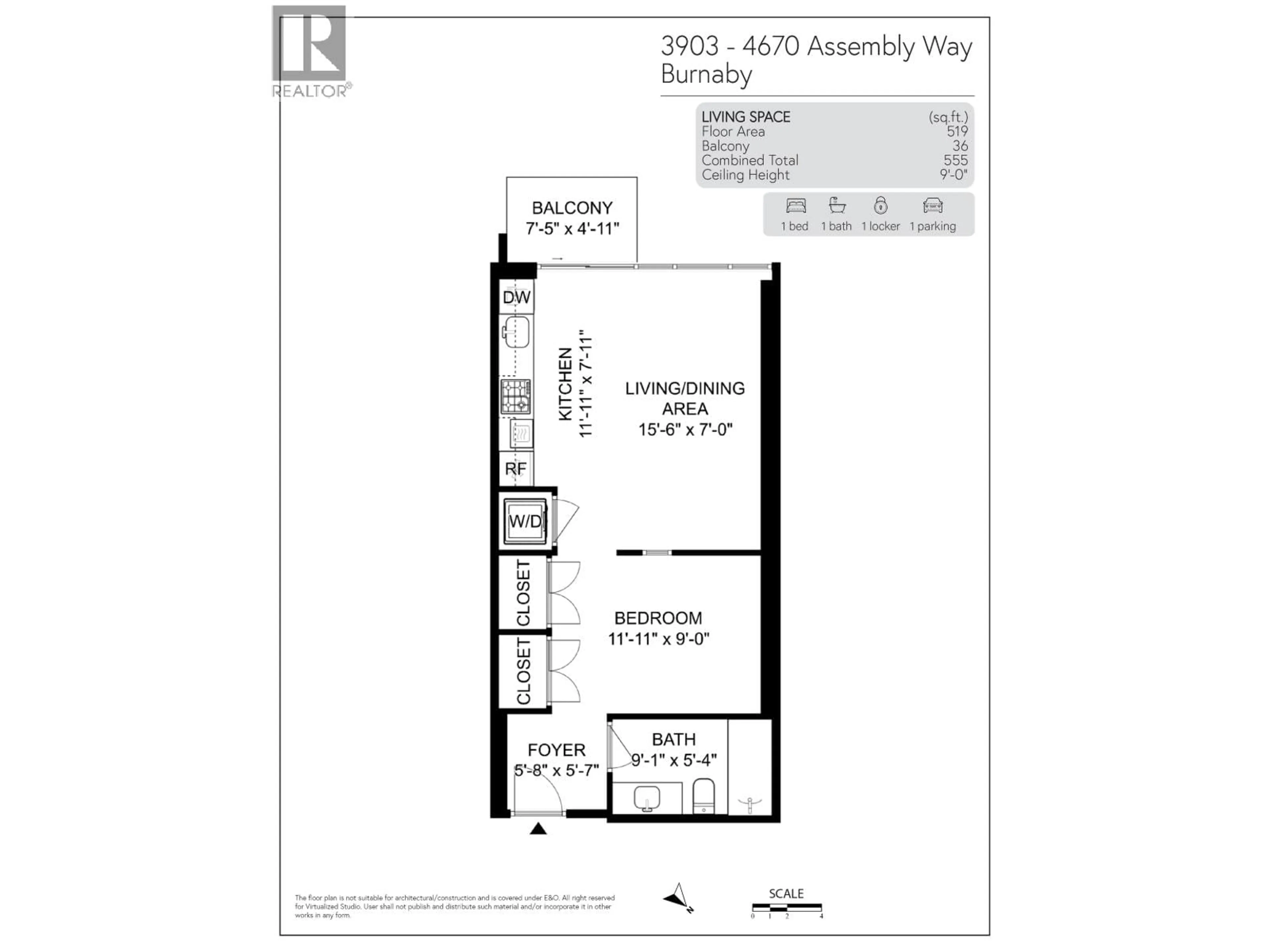 Floor plan for 3903 - 4670 ASSEMBLY WAY, Burnaby British Columbia V5H0H3