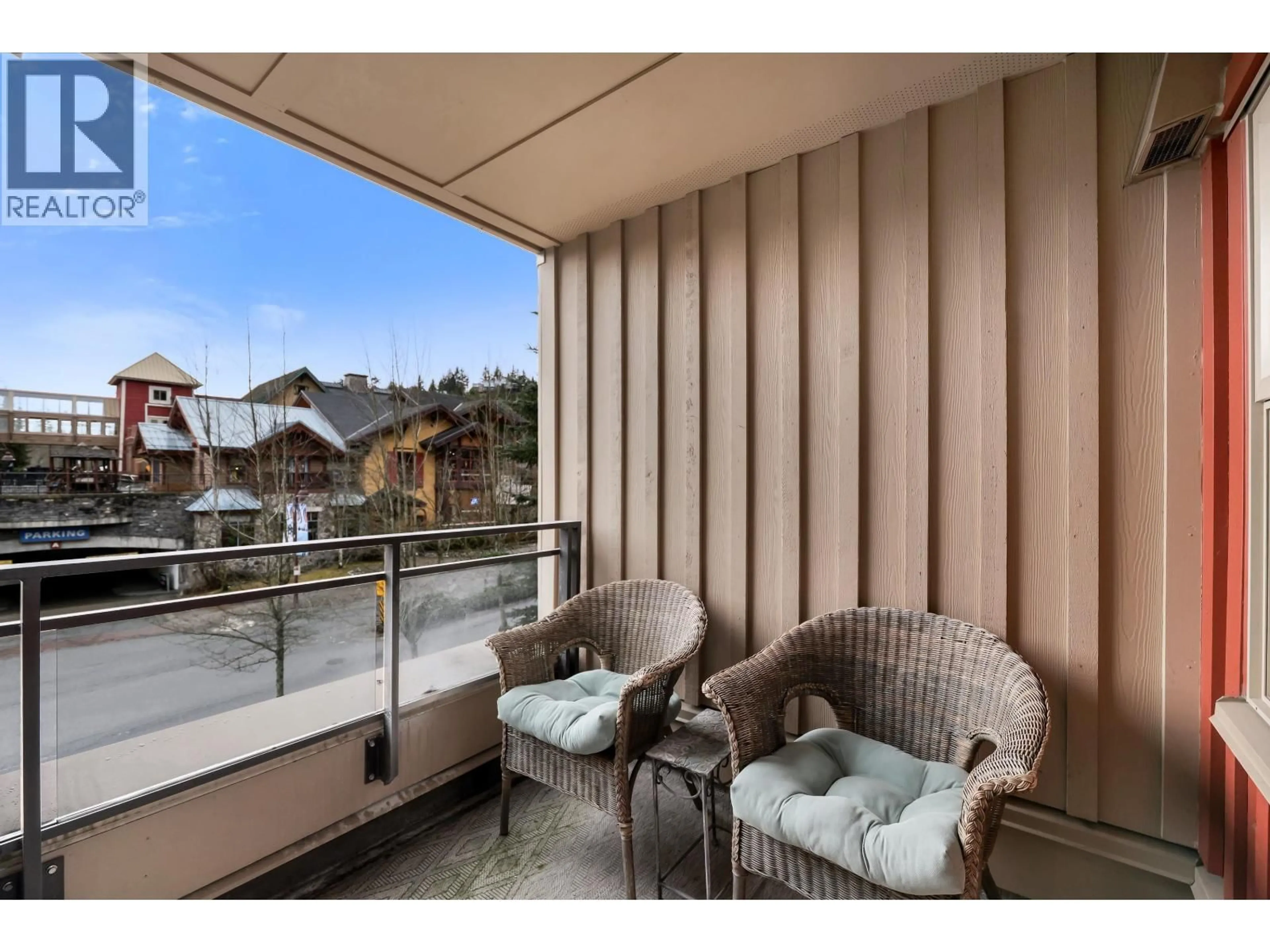Balcony in the apartment, water/lake/river/ocean view for 207 - 2050 LAKE PLACID ROAD, Whistler British Columbia V8E0A8