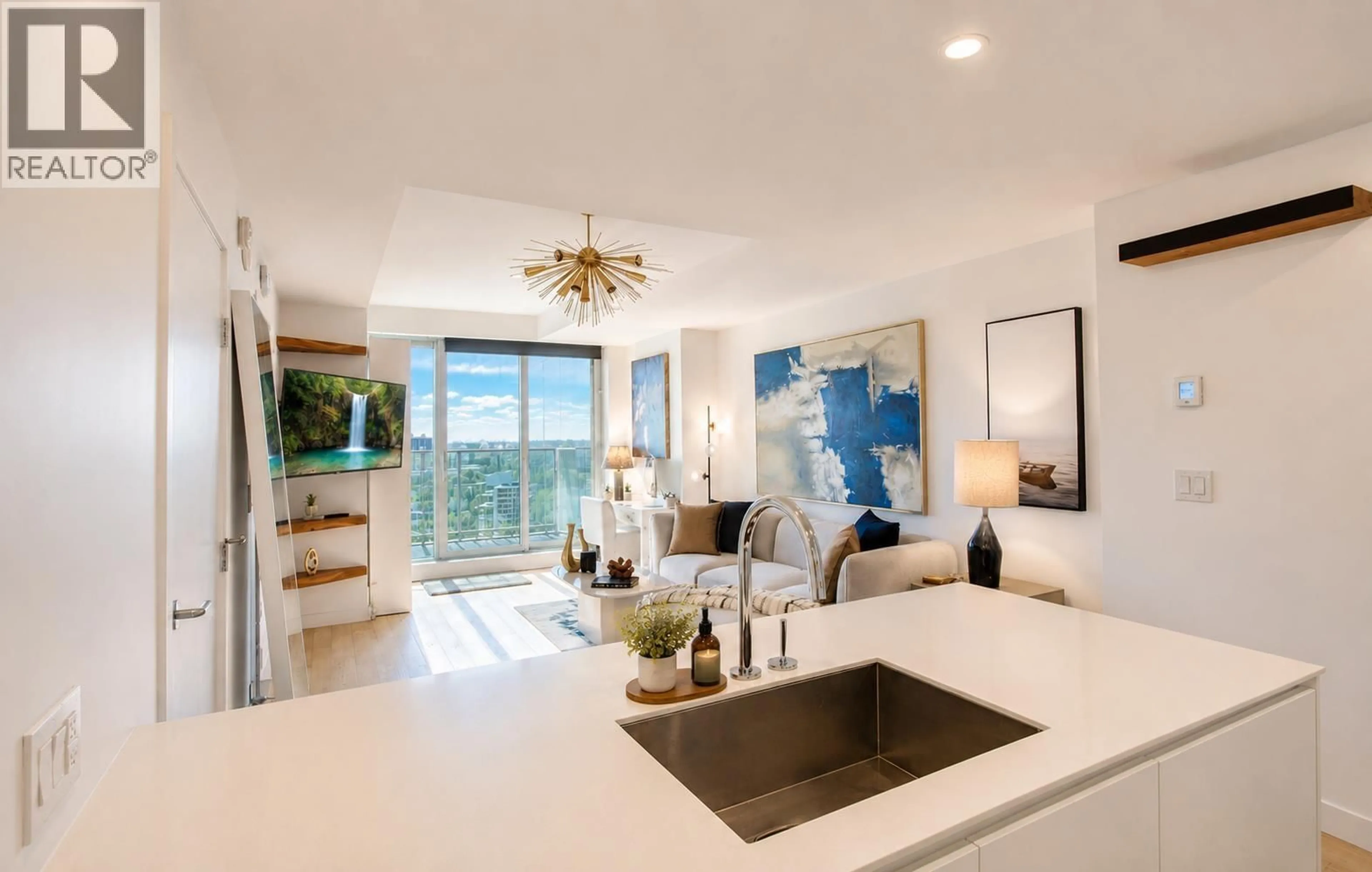 Open concept kitchen, ceramic/tile floor for 3809 - 1480 HOWE STREET, Vancouver British Columbia V6Z0G5
