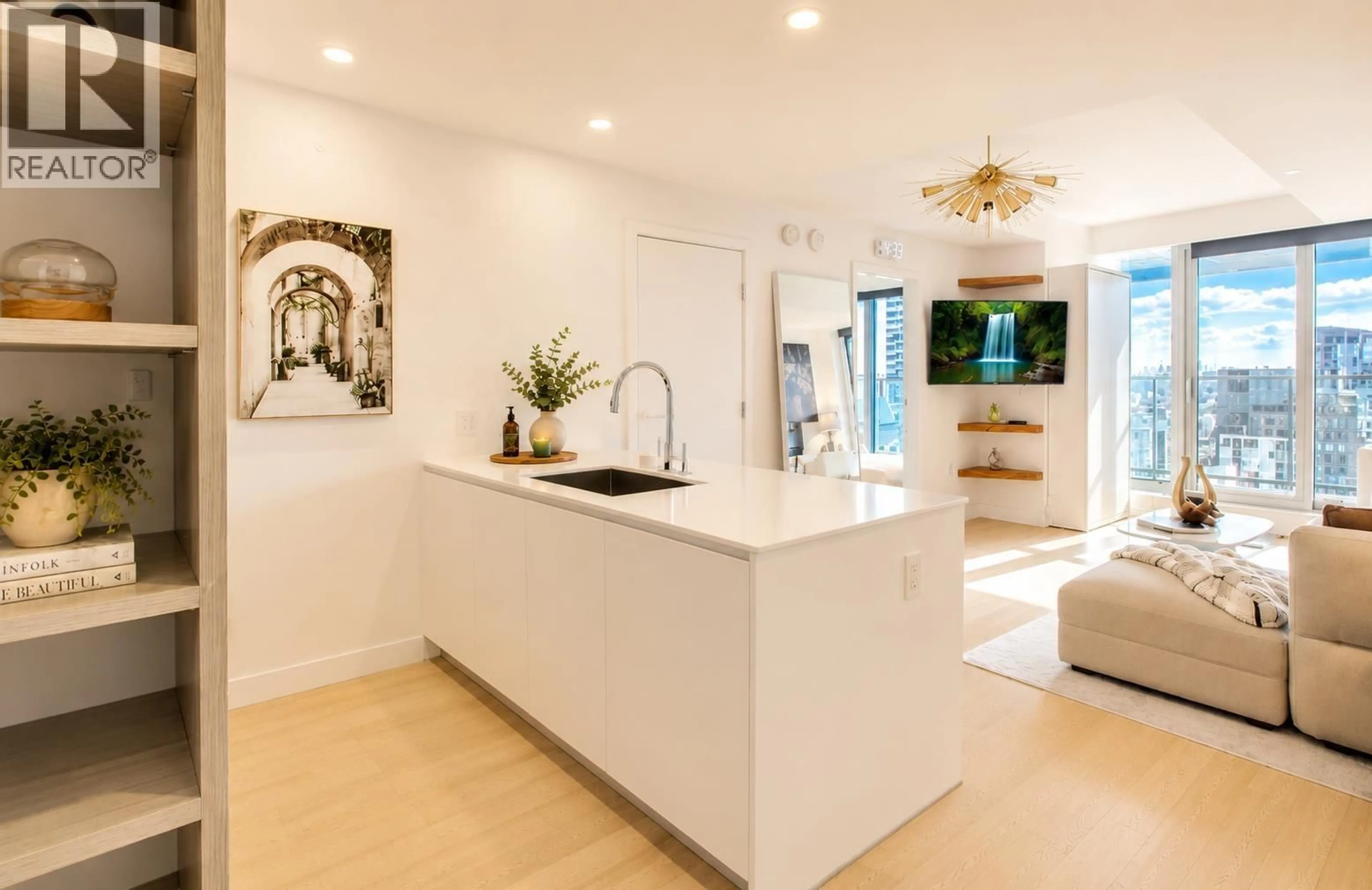 Contemporary kitchen, ceramic/tile floor for 3809 - 1480 HOWE STREET, Vancouver British Columbia V6Z0G5