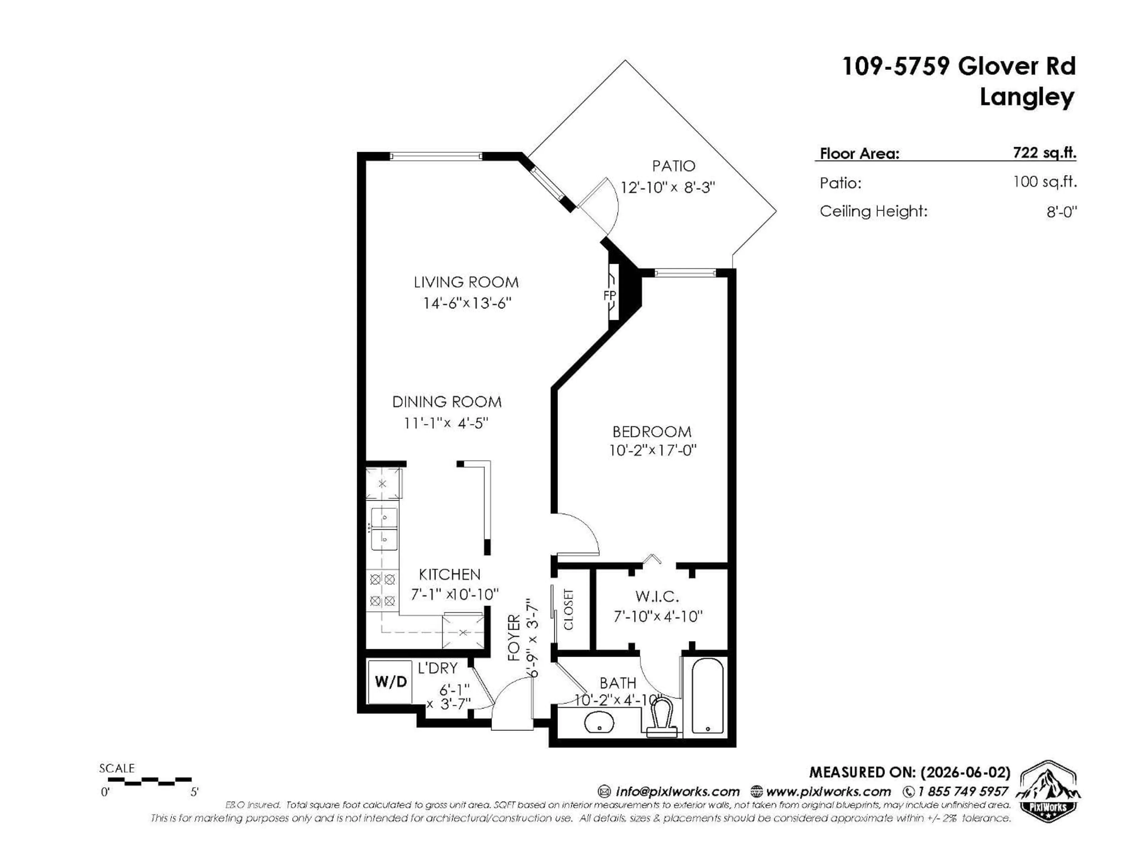 Floor plan for 109 - 5759 GLOVER ROAD, Langley British Columbia V3A8M8