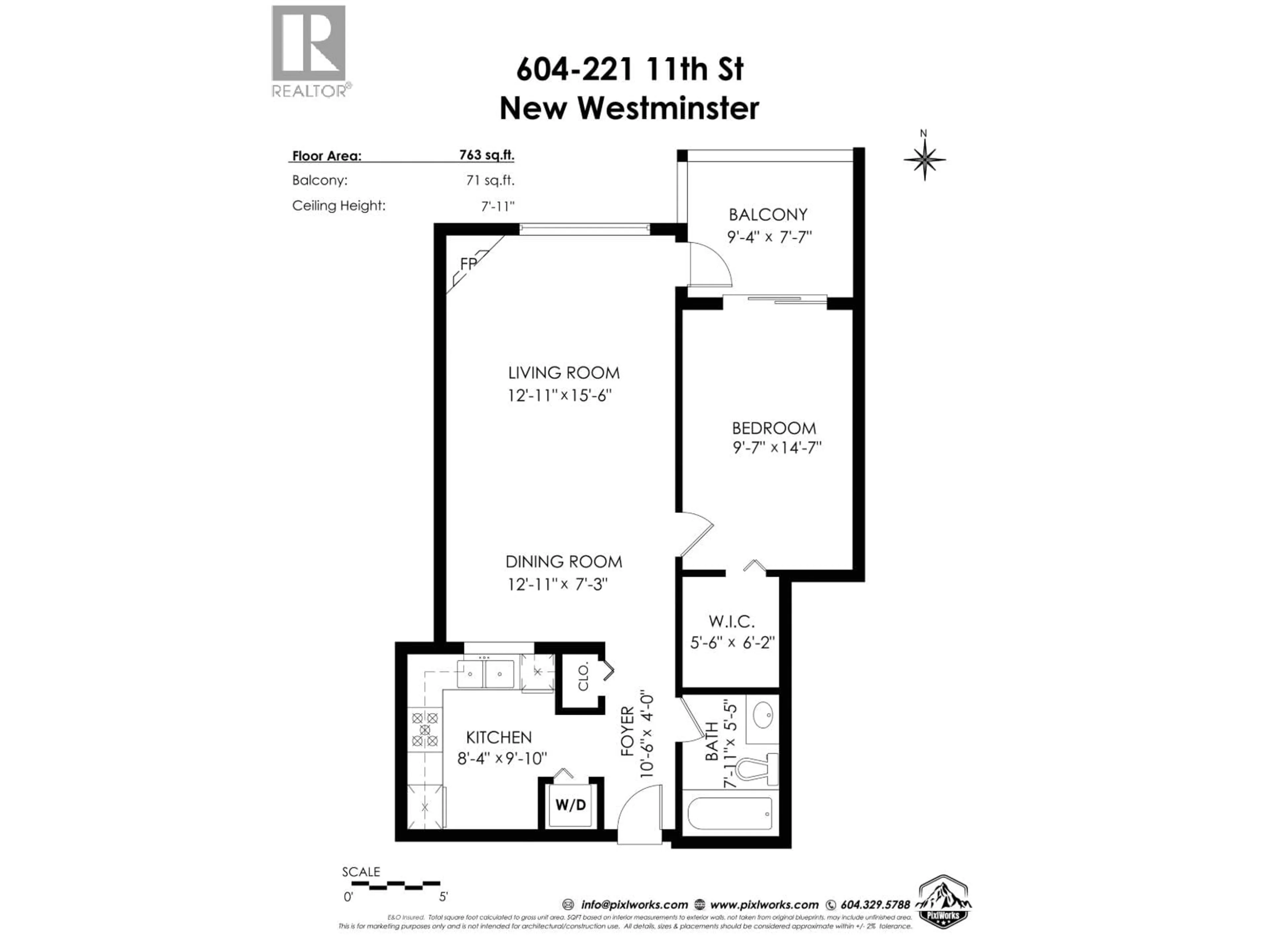 Floor plan for 604 - 221 ELEVENTH STREET, New Westminster British Columbia V3M4C8
