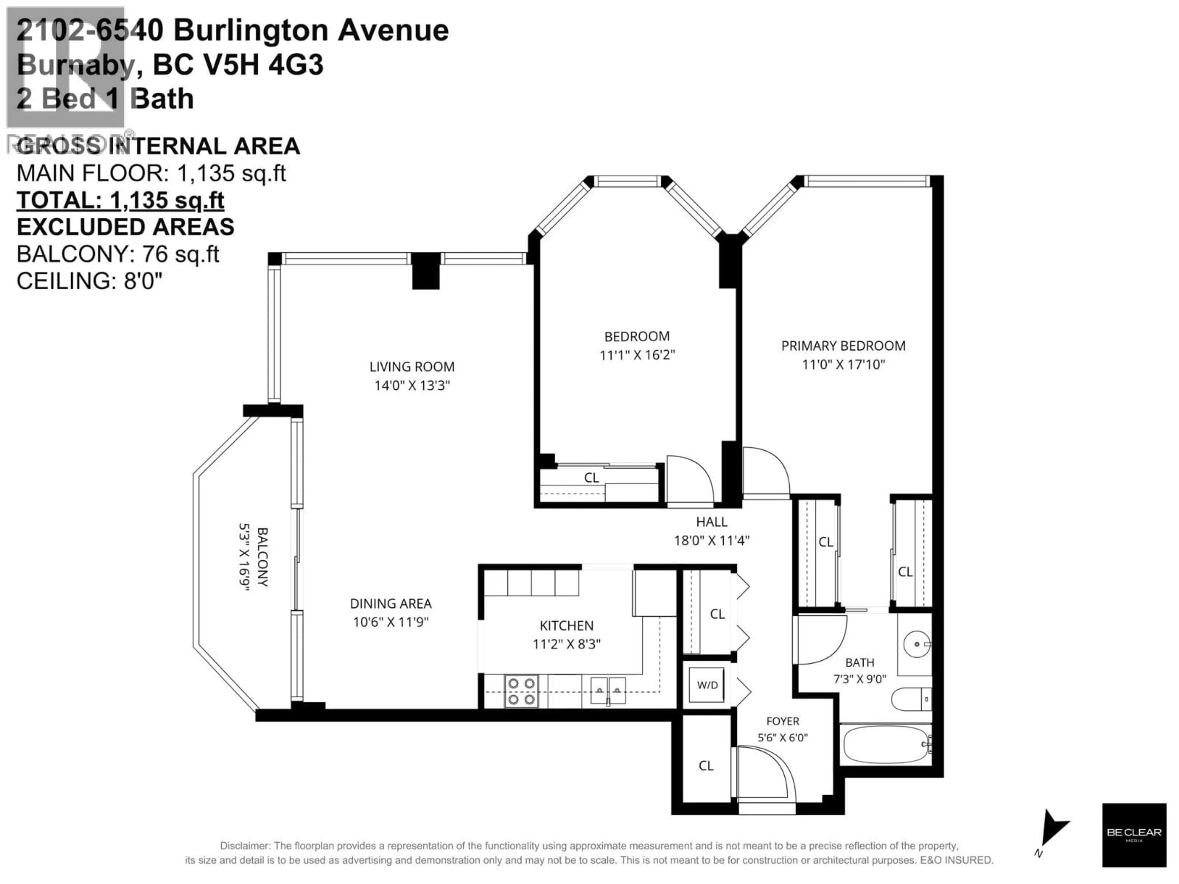 Floor plan for 2102 - 6540 BURLINGTON AVENUE, Burnaby British Columbia V5H4G3