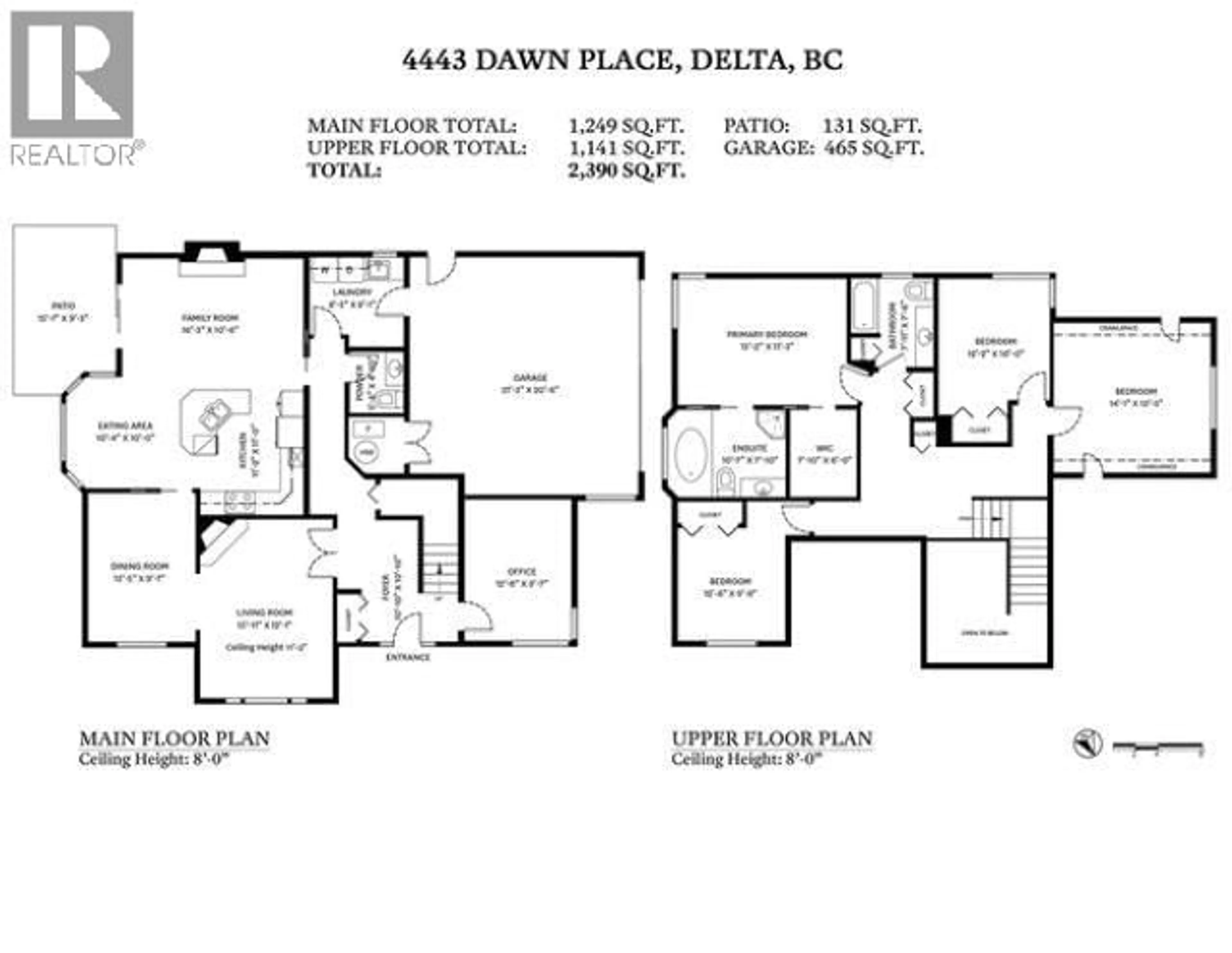 Floor plan for 4443 DAWN PLACE, Delta British Columbia V4K4S9