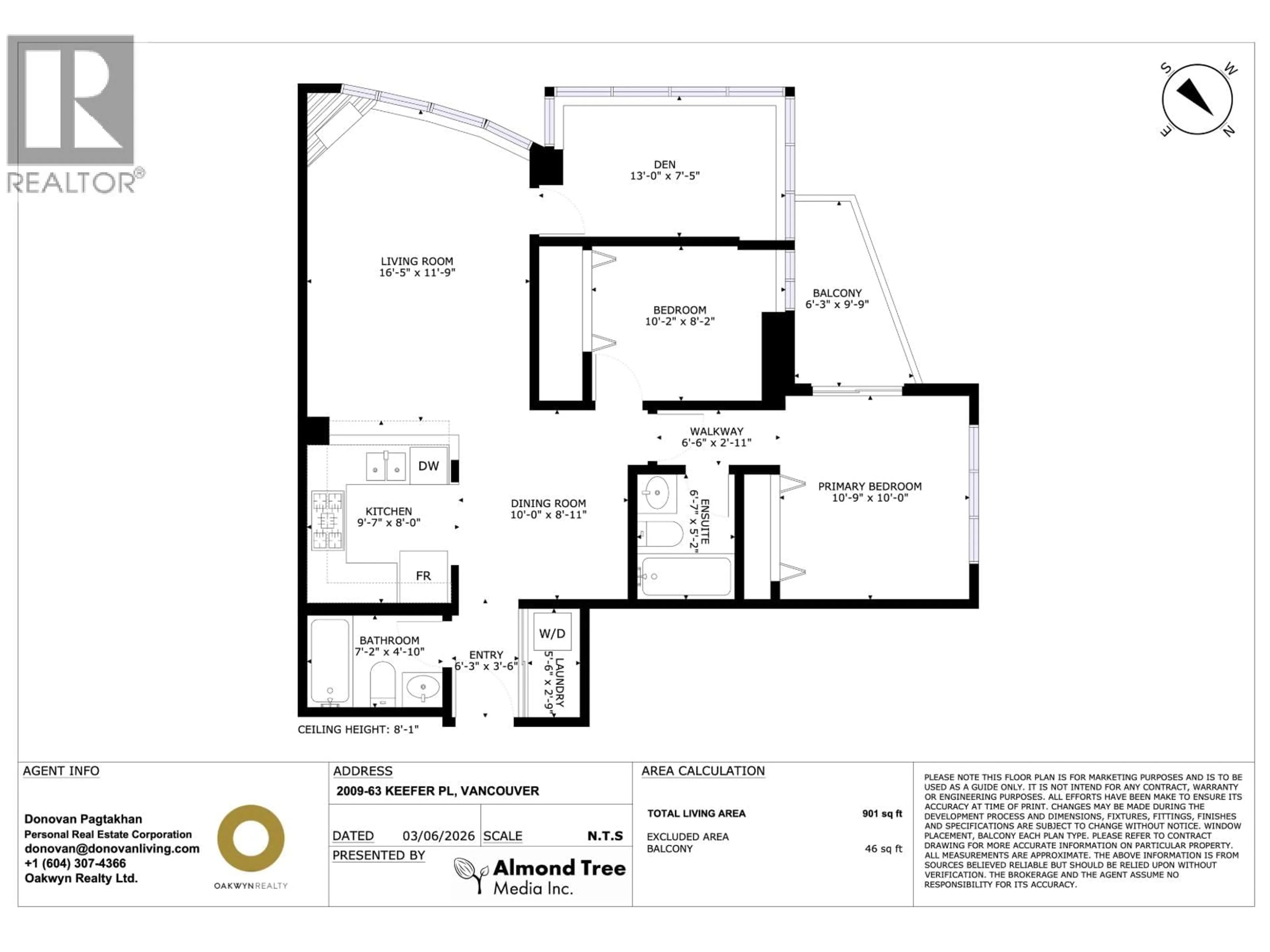 Floor plan for 2009 - 63 KEEFER PLACE, Vancouver British Columbia V6B6N6