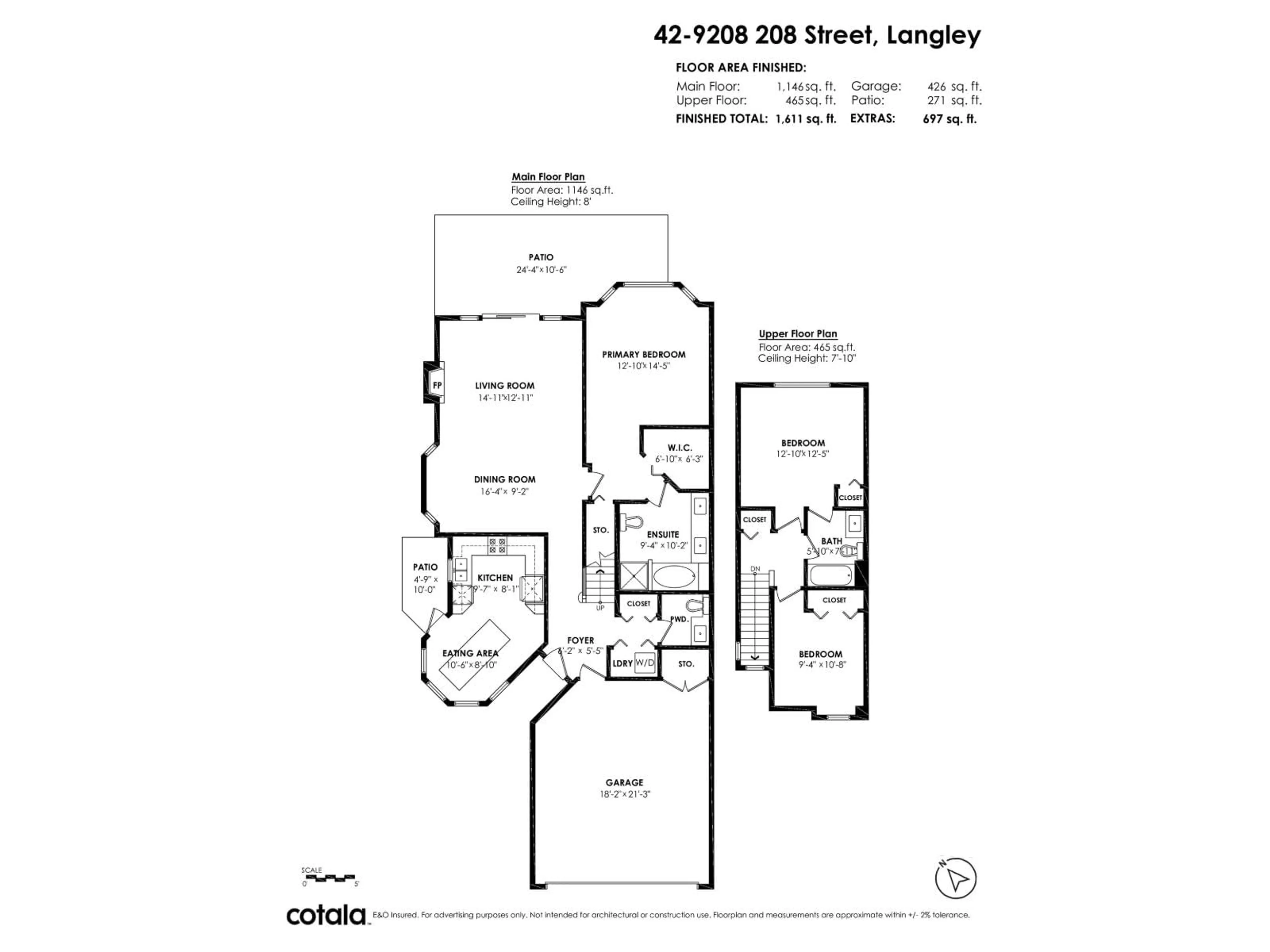 Floor plan for 42 - 9208 208 STREET, Langley British Columbia V1M2M9