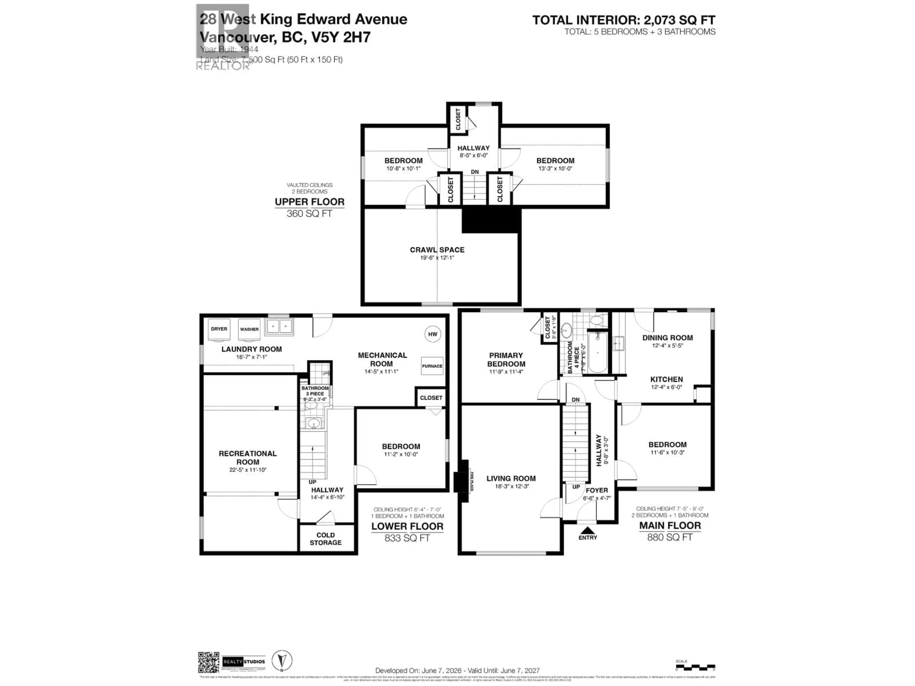 Floor plan for 28 KING EDWARD AVENUE, Vancouver British Columbia V5Y2H7