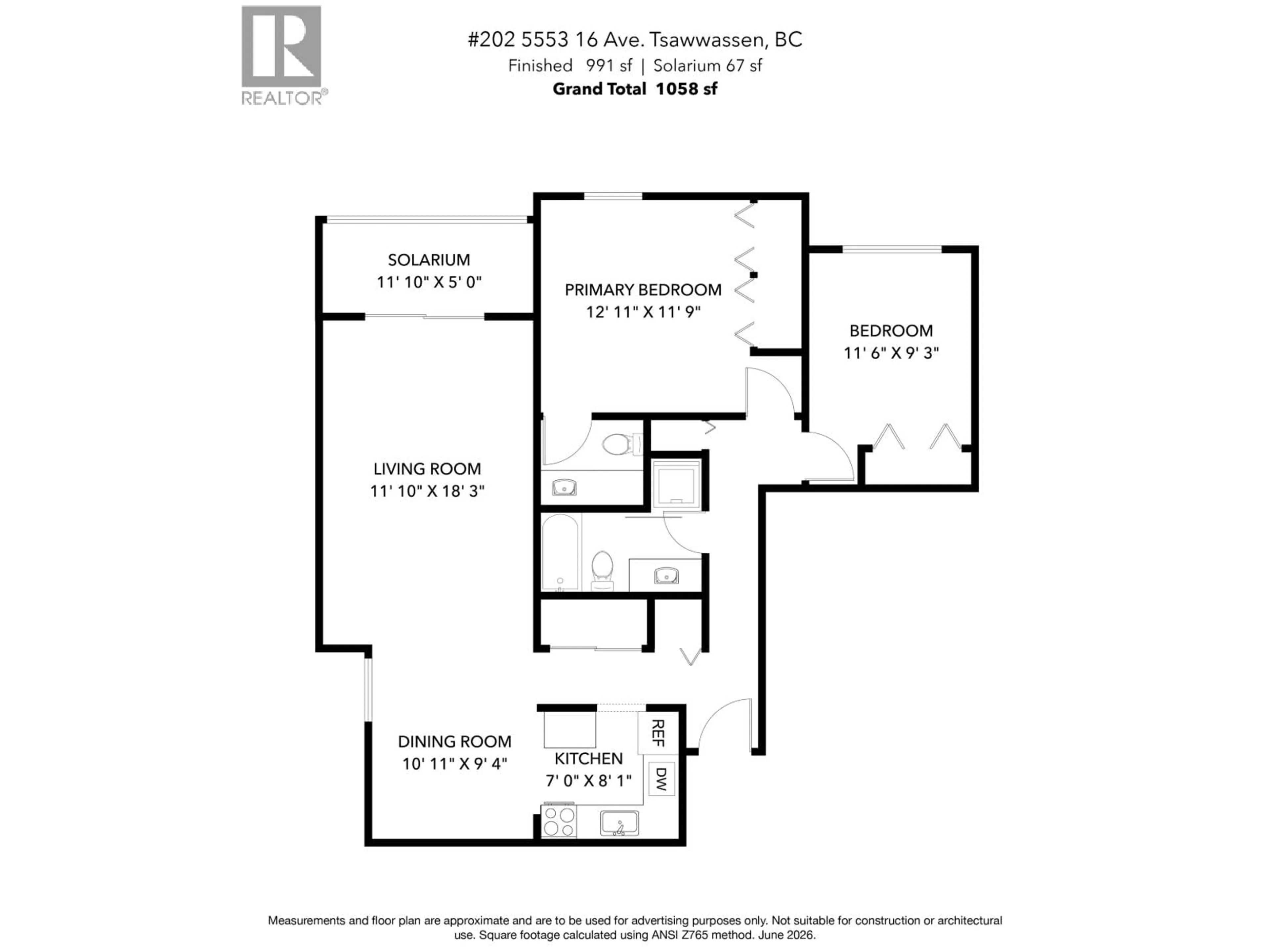 Floor plan for 202 - 5553 16 AVENUE, Delta British Columbia V4M2H7