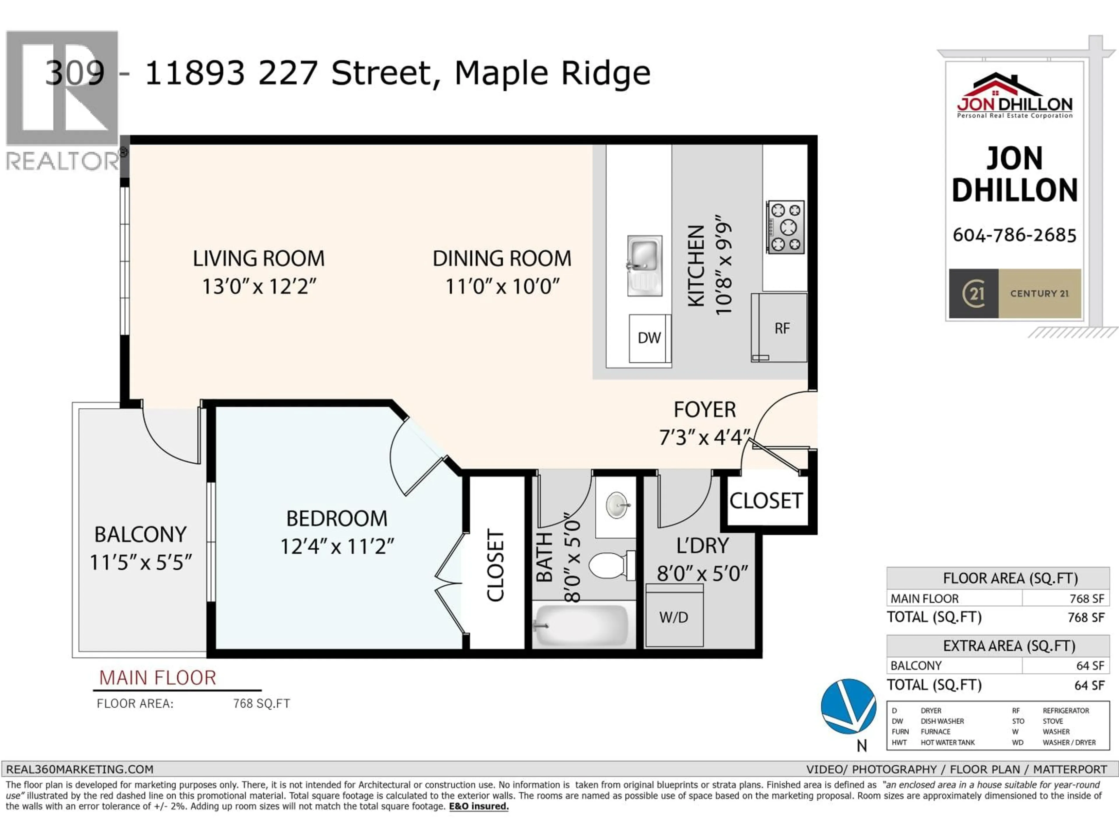 Floor plan for 309 - 11893 227 STREET, Maple Ridge British Columbia V2X6H9