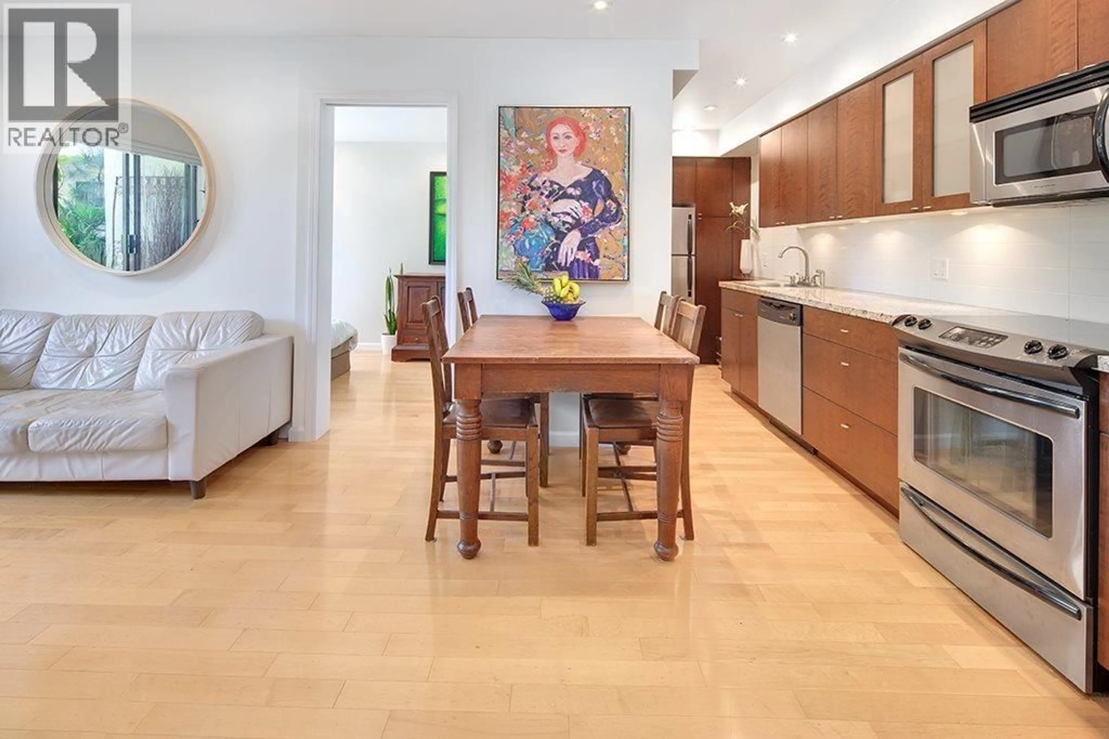 Contemporary kitchen, ceramic/tile floor for 209 - 1215 PACIFIC STREET, Vancouver British Columbia V6E3W6