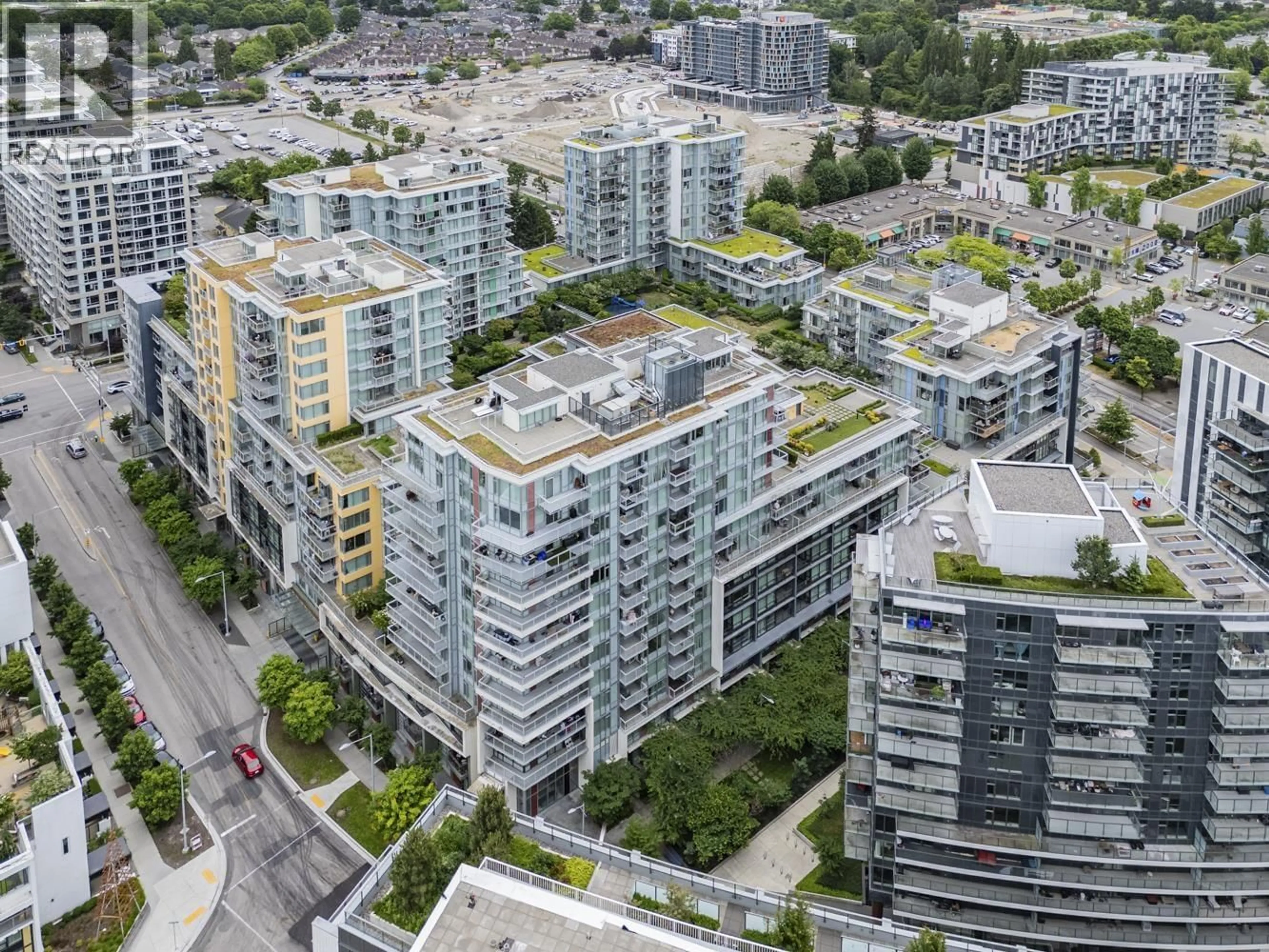 A pic from outside/outdoor area/front of a property/back of a property/a pic from drone, city buildings view from balcony for 612 - 8628 HAZELBRIDGE WAY, Richmond British Columbia V6X0R5