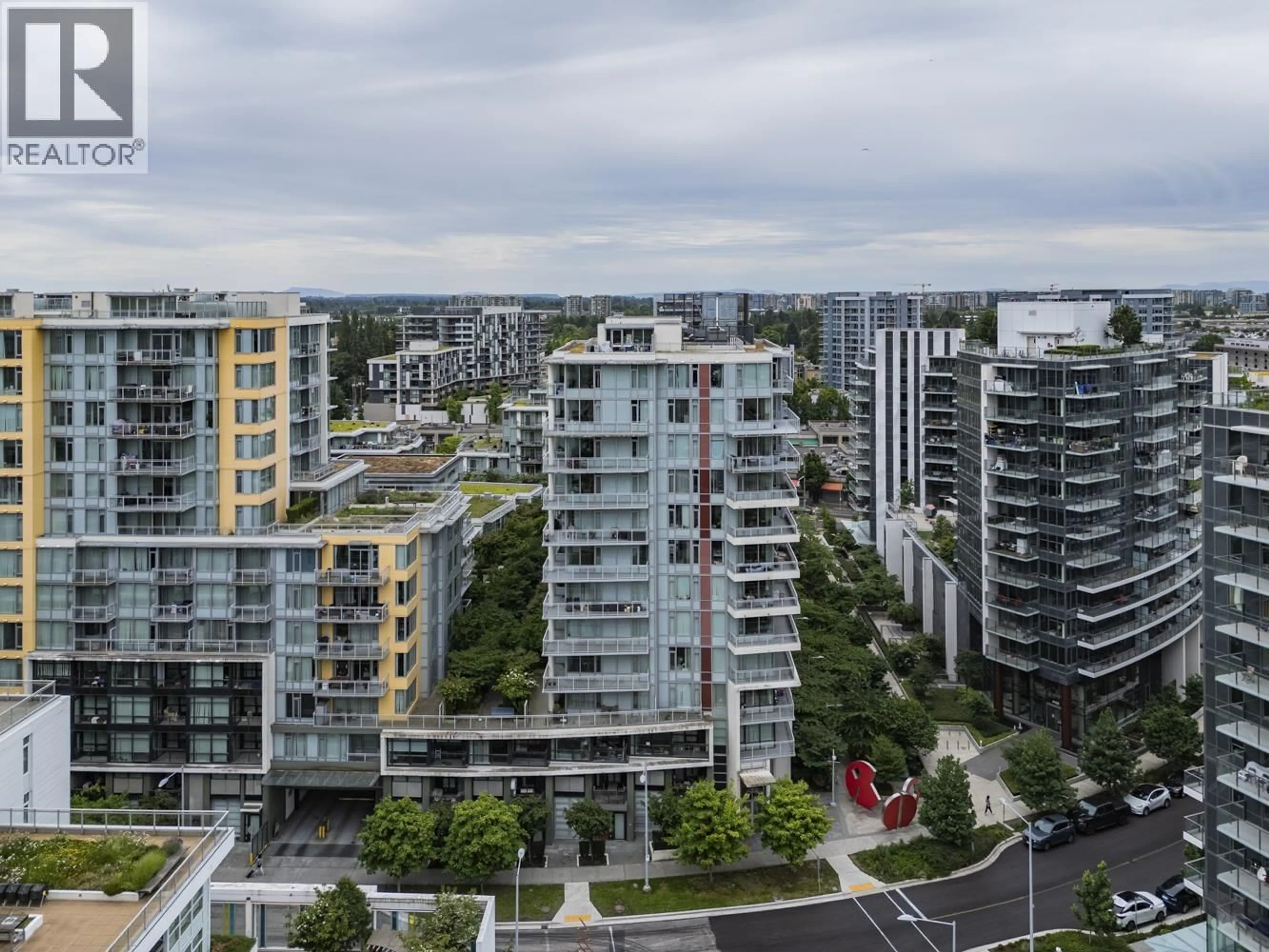 A pic from outside/outdoor area/front of a property/back of a property/a pic from drone, city buildings view from balcony for 612 - 8628 HAZELBRIDGE WAY, Richmond British Columbia V6X0R5