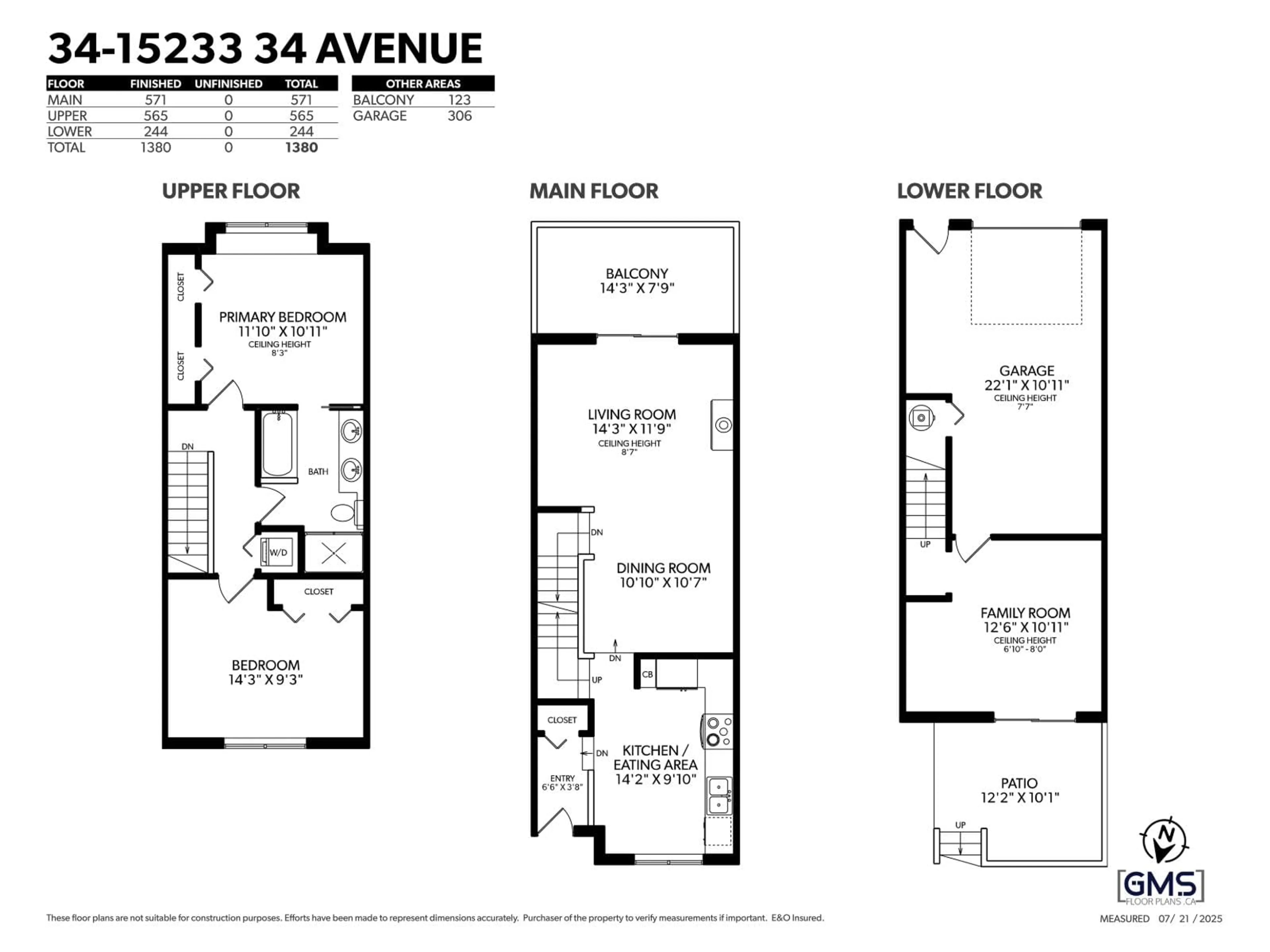 Floor plan for 34 - 15233 34 AVENUE, Surrey British Columbia V3Z2T7