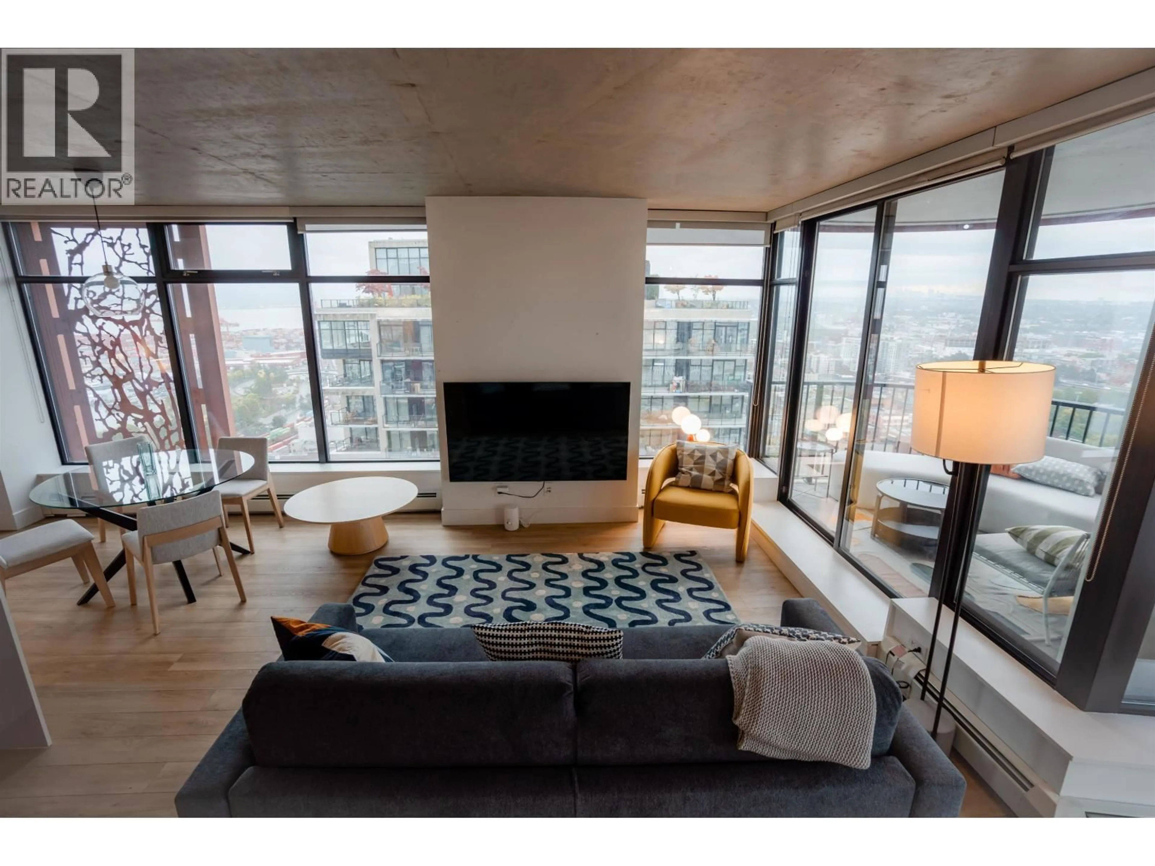 Living room with furniture, cement floor for 3406 - 128 CORDOVA STREET, Vancouver British Columbia V6B0E6