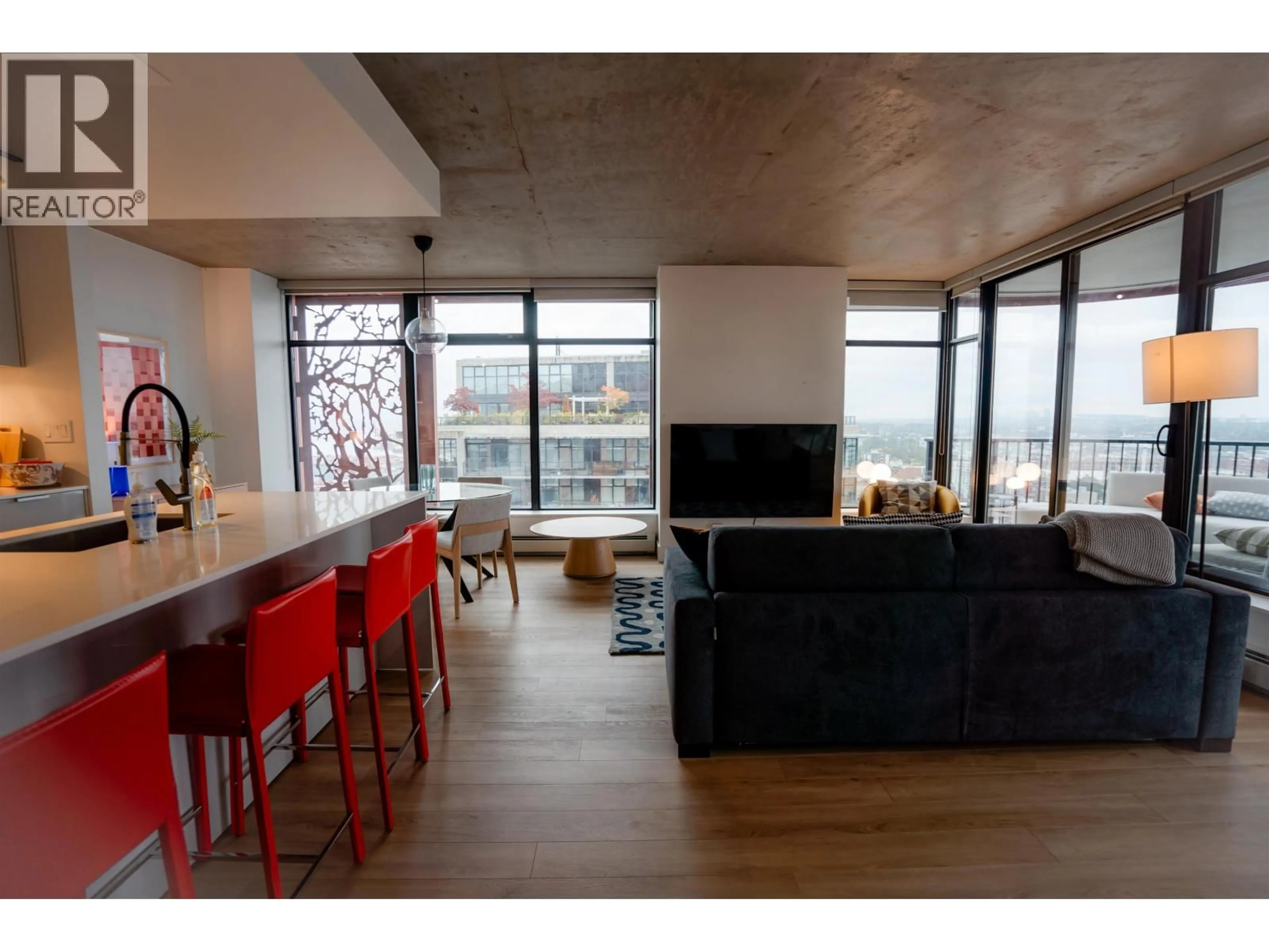 Living room with furniture, wood/laminate floor for 3406 - 128 CORDOVA STREET, Vancouver British Columbia V6B0E6
