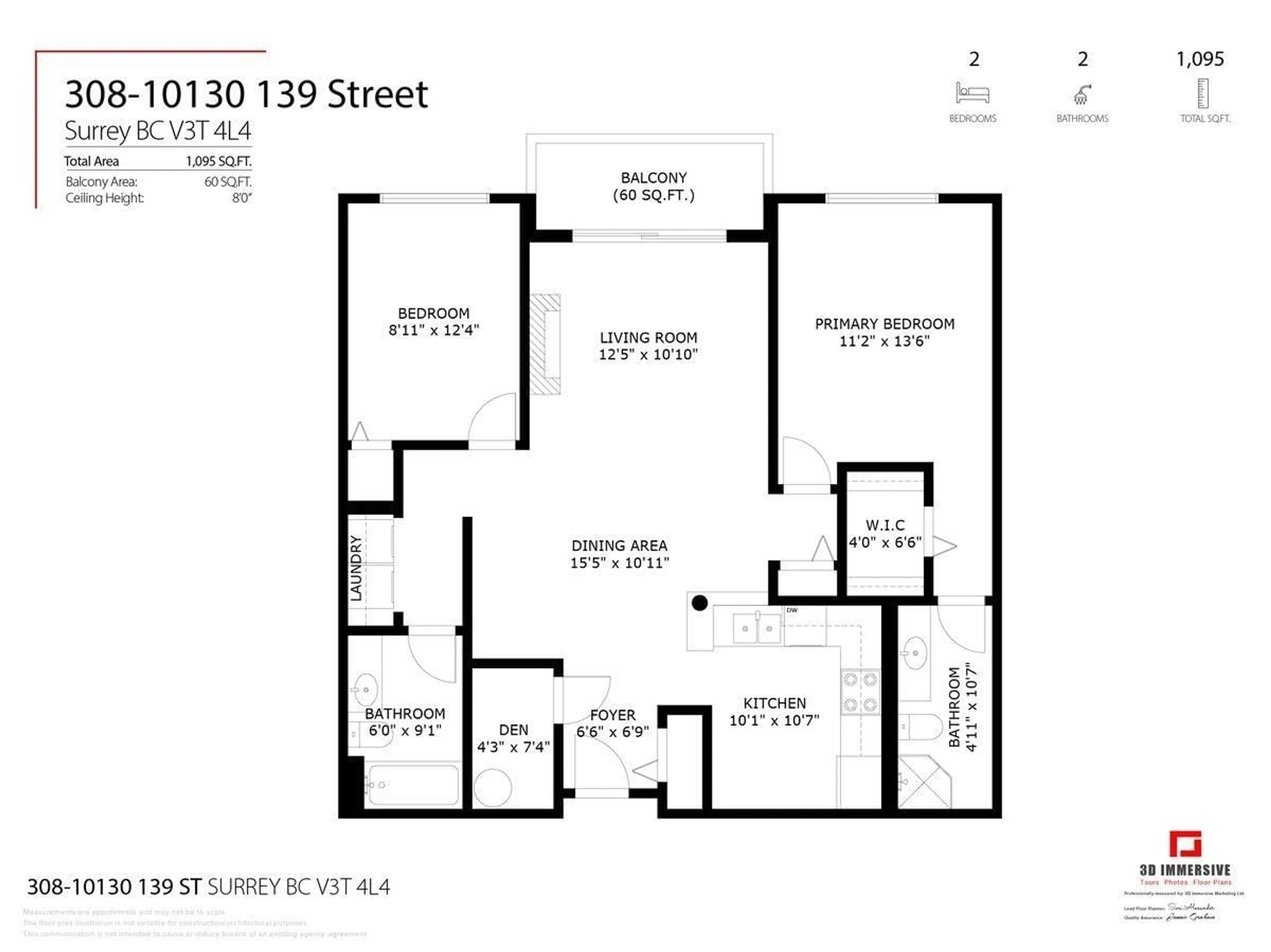 Floor plan for 308 - 10130 139 STREET, Surrey British Columbia V3T4L4