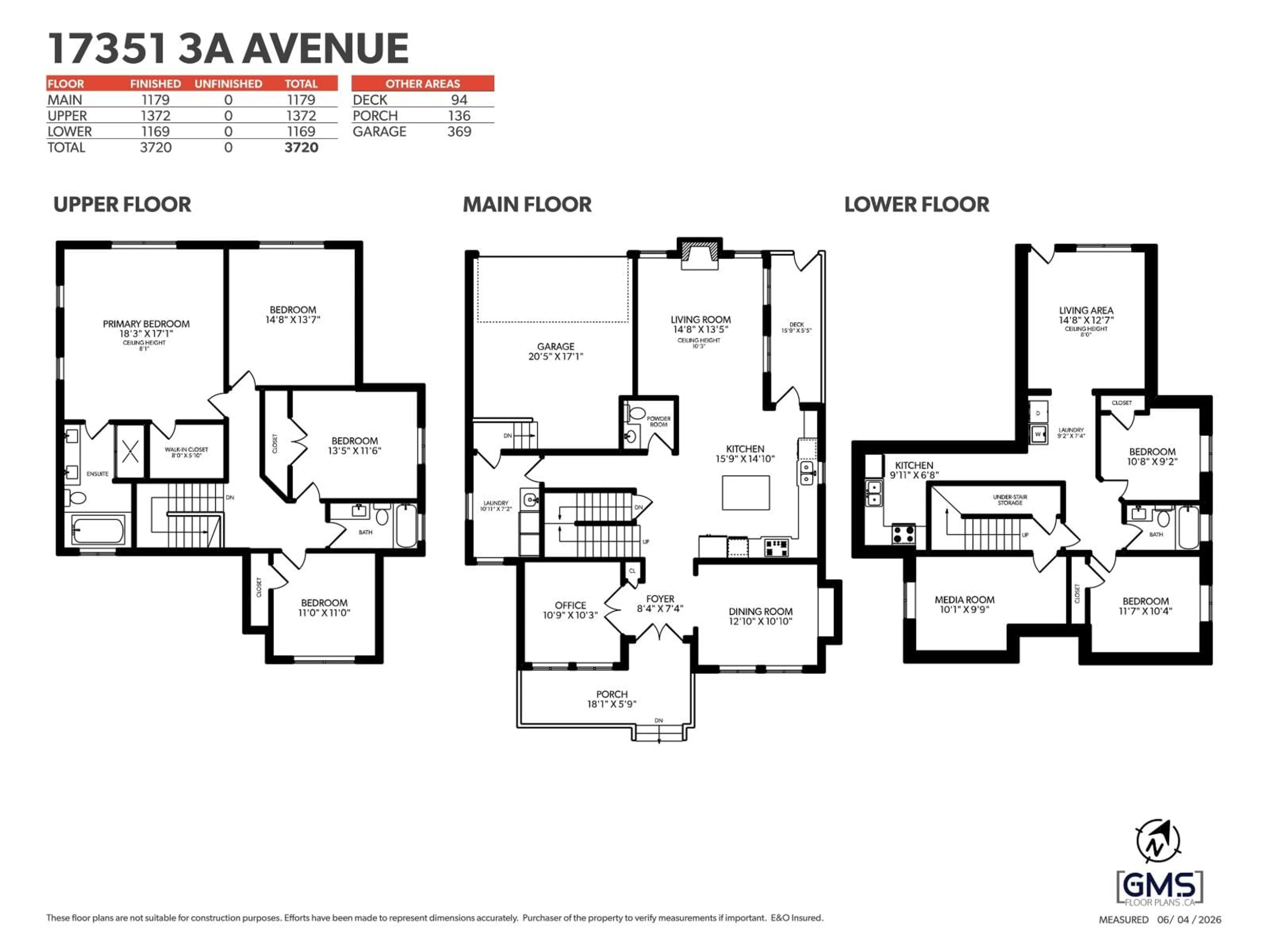 Floor plan for 17351 3A AVENUE, Surrey British Columbia V3Z2N7