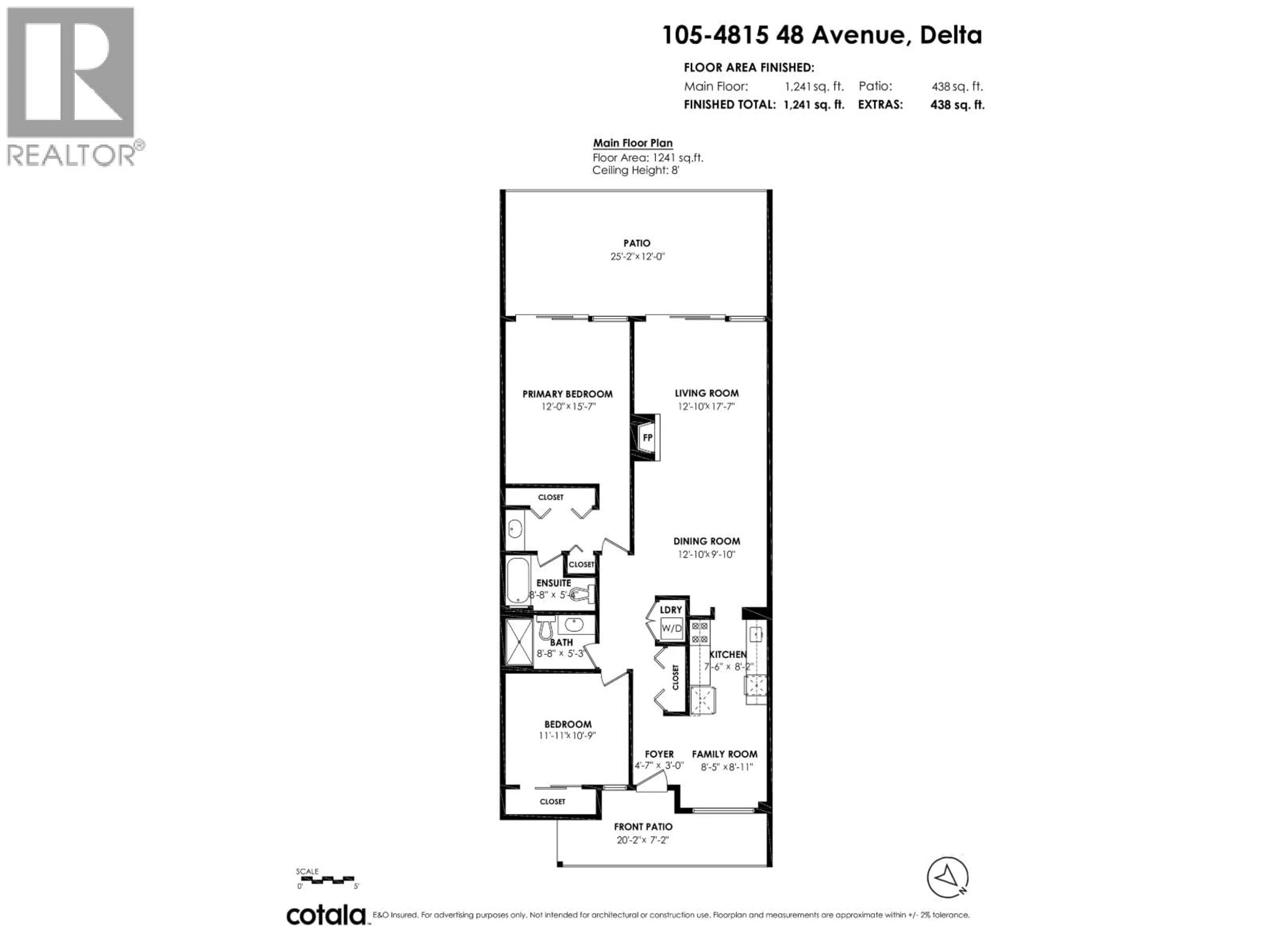 Floor plan for 105 - 4815 48 AVENUE, Delta British Columbia V4K1V2
