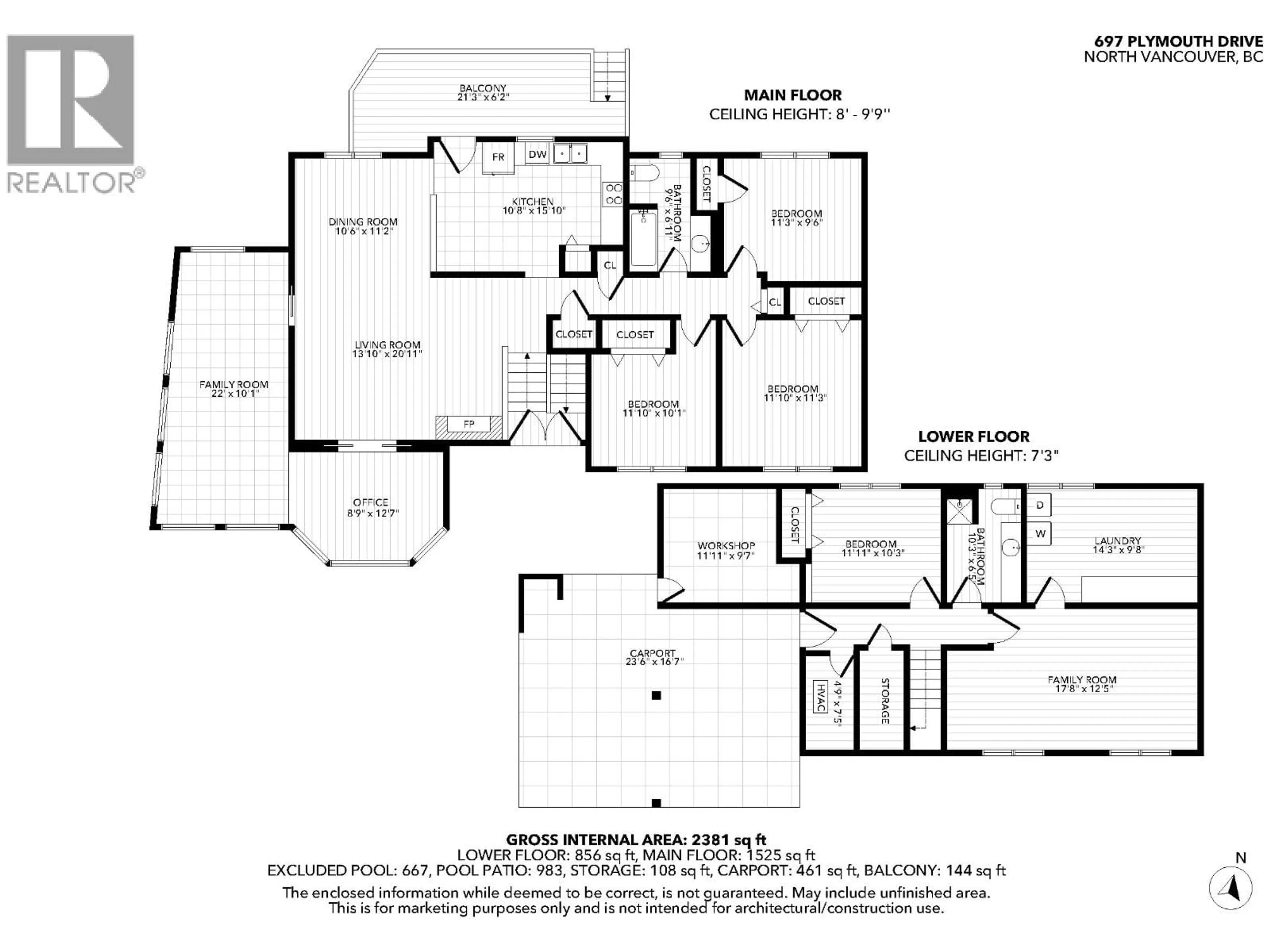 Floor plan for 697 PLYMOUTH DRIVE, North Vancouver British Columbia V7H2H5