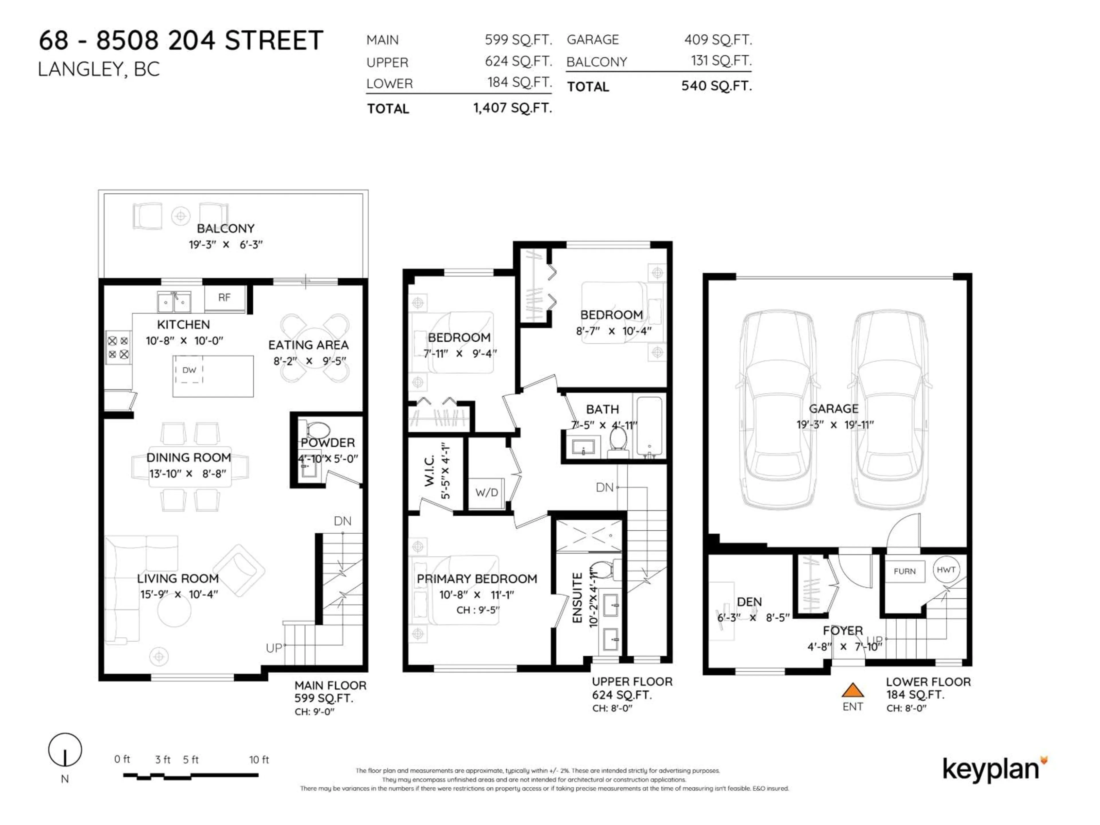 Floor plan for 68 - 8508 204 STREET, Langley British Columbia V2Y0V8
