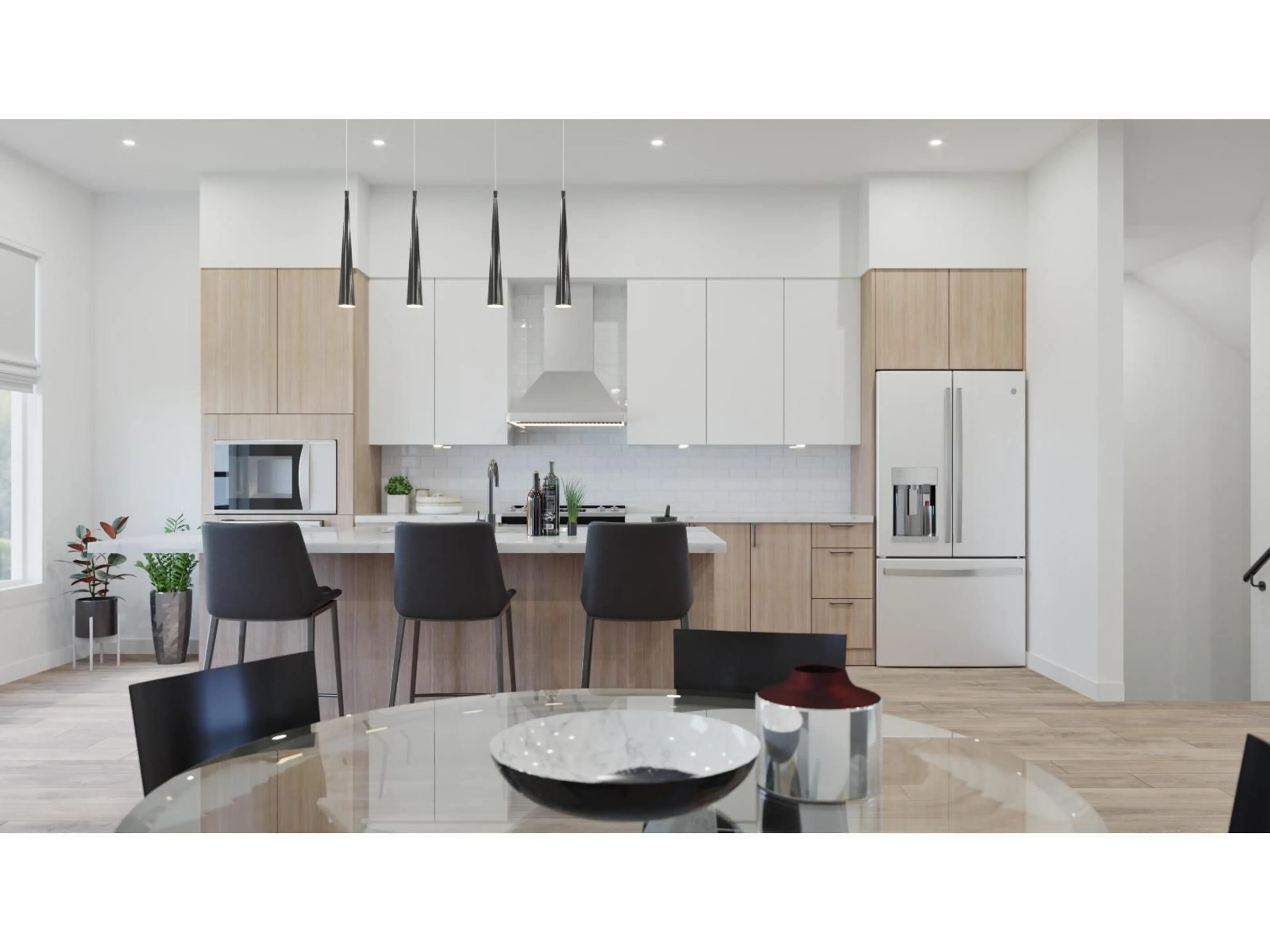 Open concept kitchen, wood/laminate floor for 7 - 177 175A STREET, Surrey British Columbia V3Z1L1