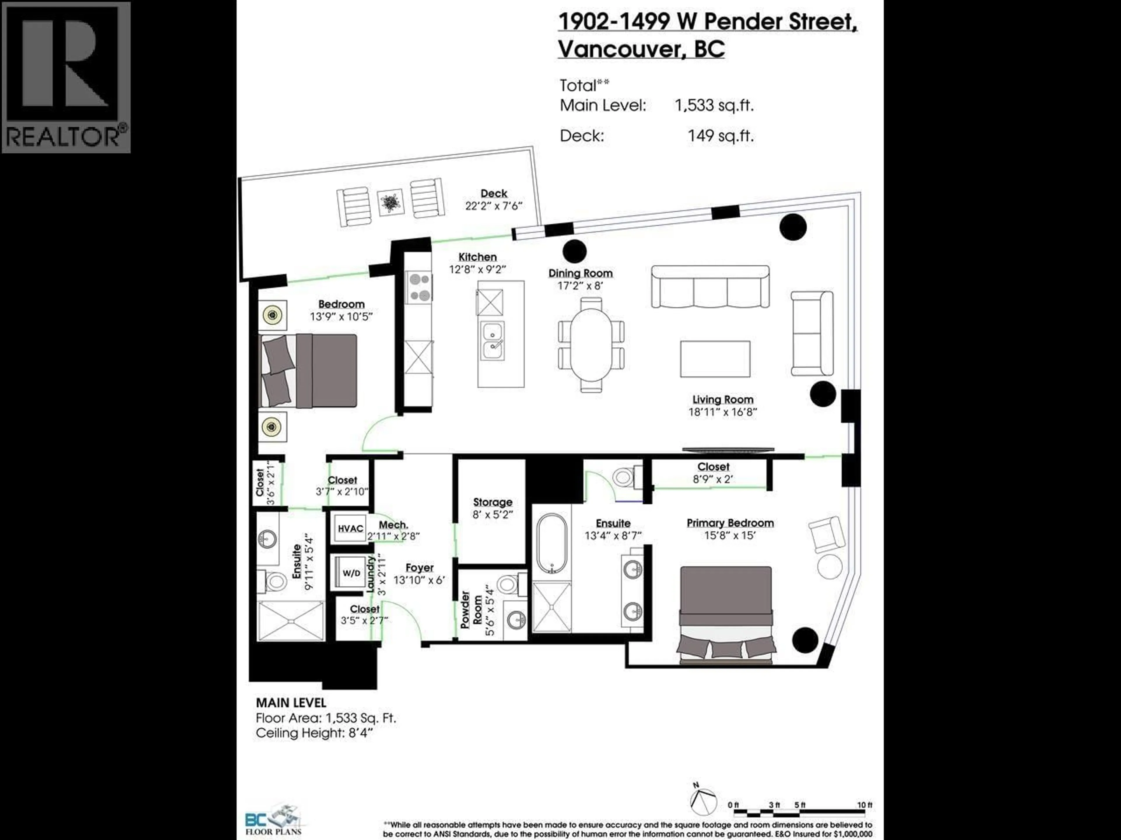 Floor plan for 1902 - 1499 PENDER STREET, Vancouver British Columbia V6G0A7